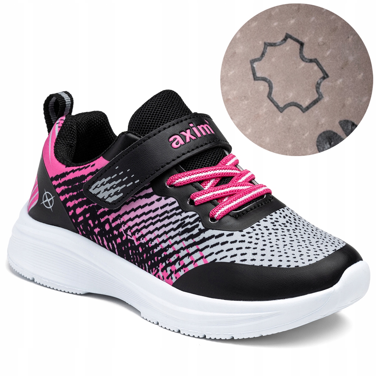Buty sportowe dziewczęce w.SKÓRA lekkie Szkolne zamienne na Rzep Axim 36