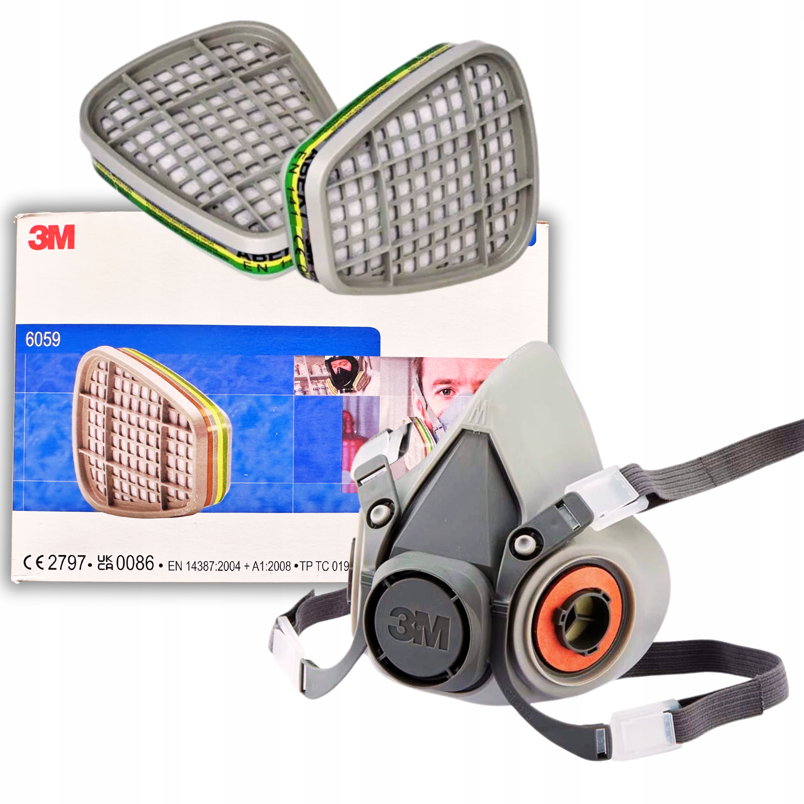 Maska 3M 6300/6200 Półmaska Filtry 6059 Abek 1 2szt – Zestaw Ochronny