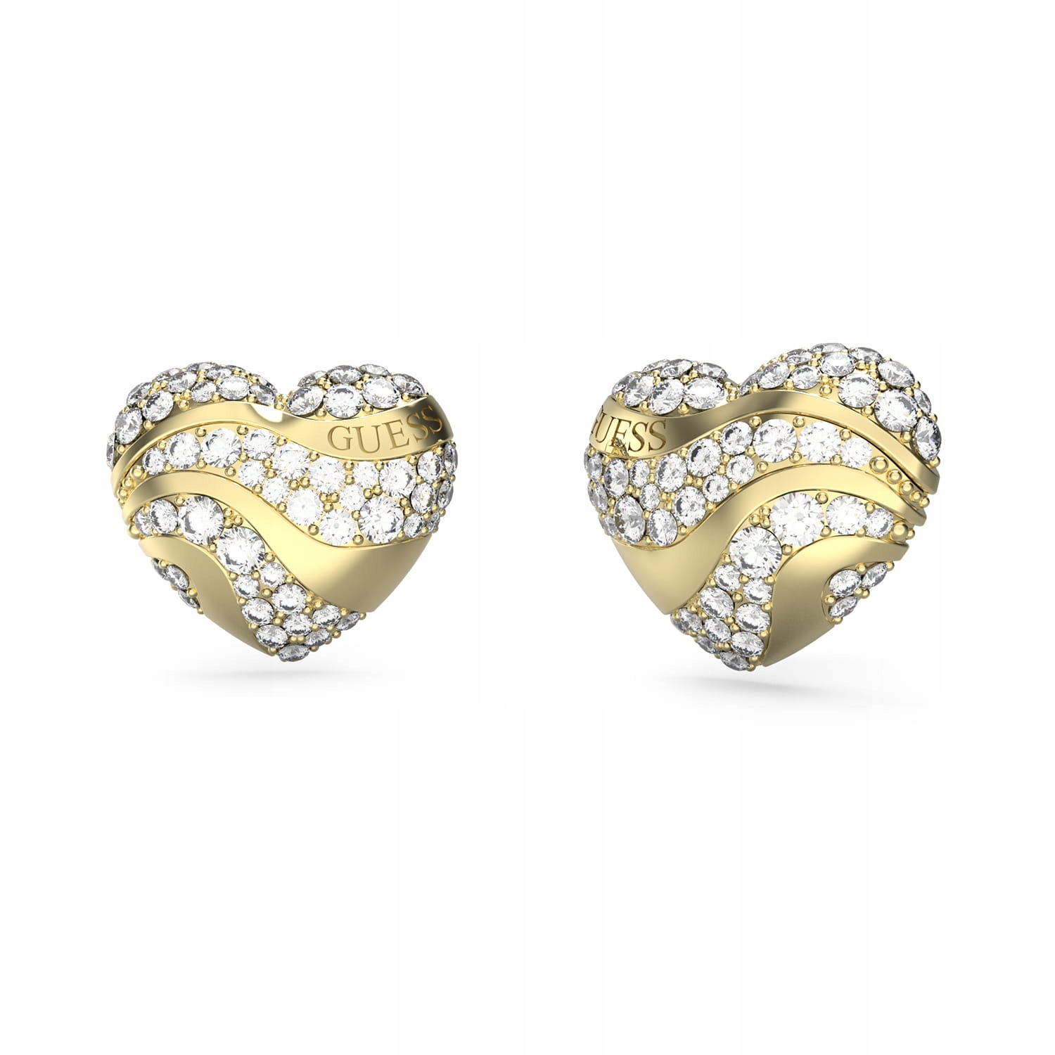 Náušnice Guess In My Heart Srdce a Zirkony ocel ušlechtilá zlatá tyčinka