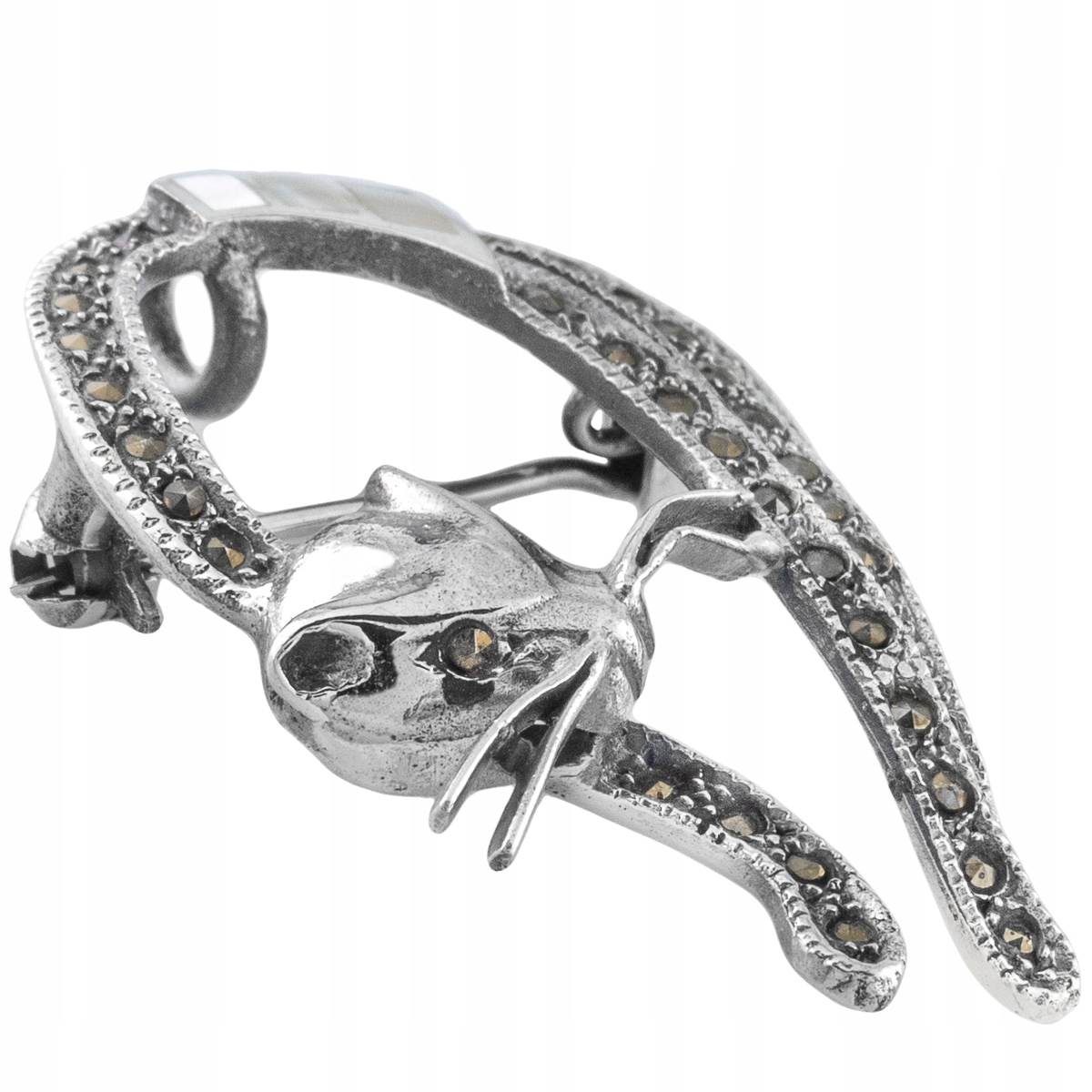 VERSIL broszka wisior kot markazyt masa SREBRO 925