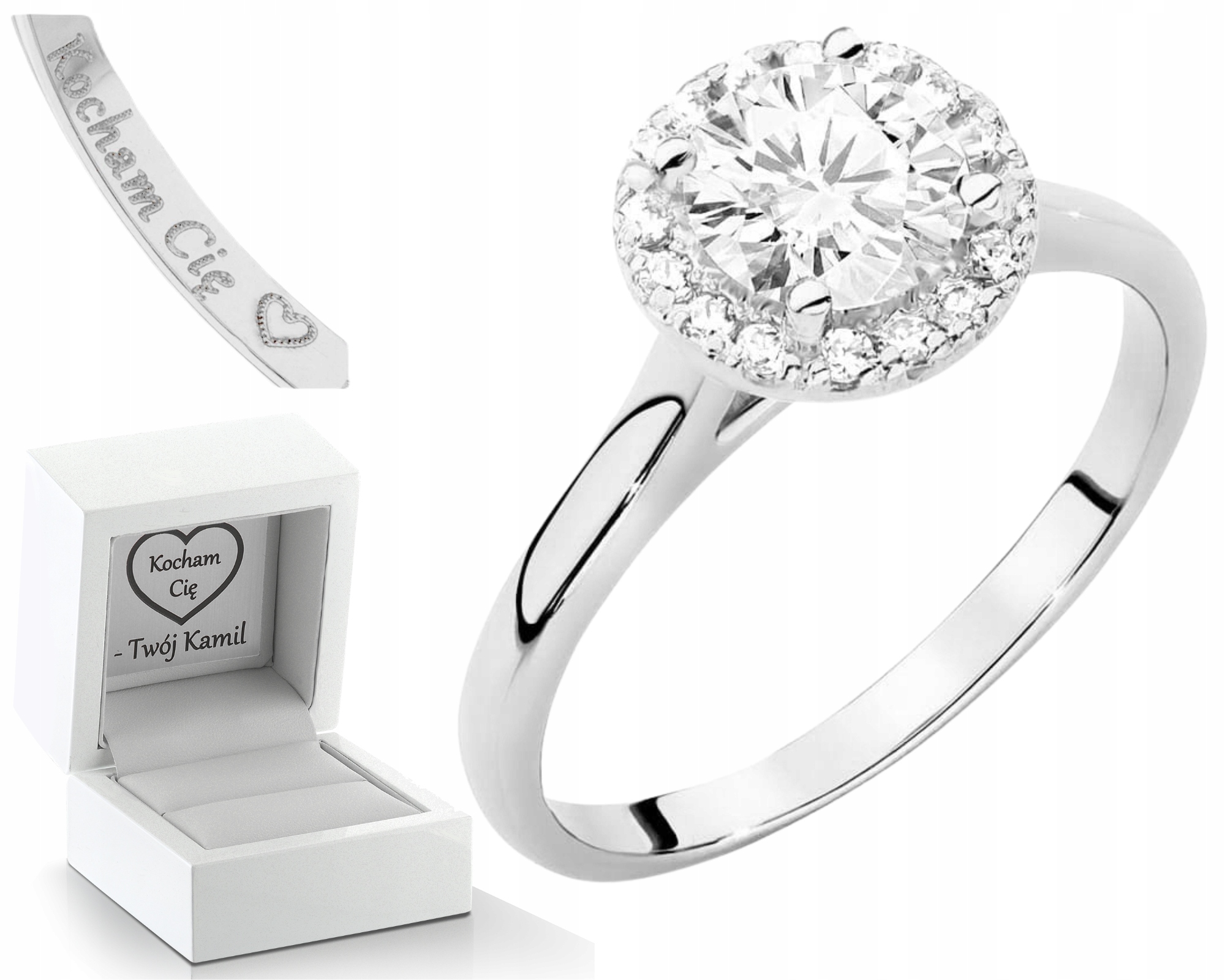 Bílé Zlato Prstýnek Diamanty Lab Jako Dárek Drť 585 14K