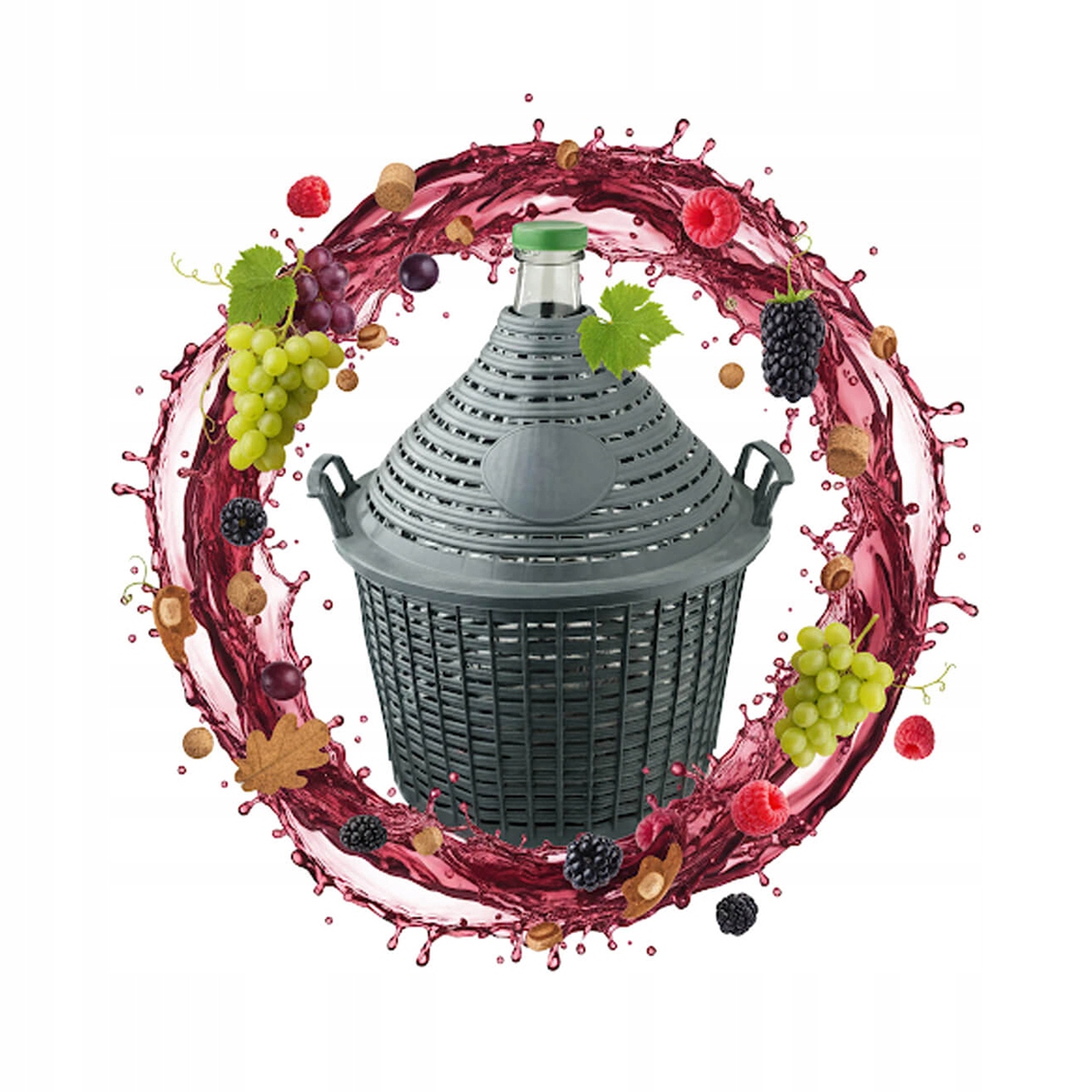 Balón 15L V Koši na víno alkohol Dama Gąsior Silné Sklo