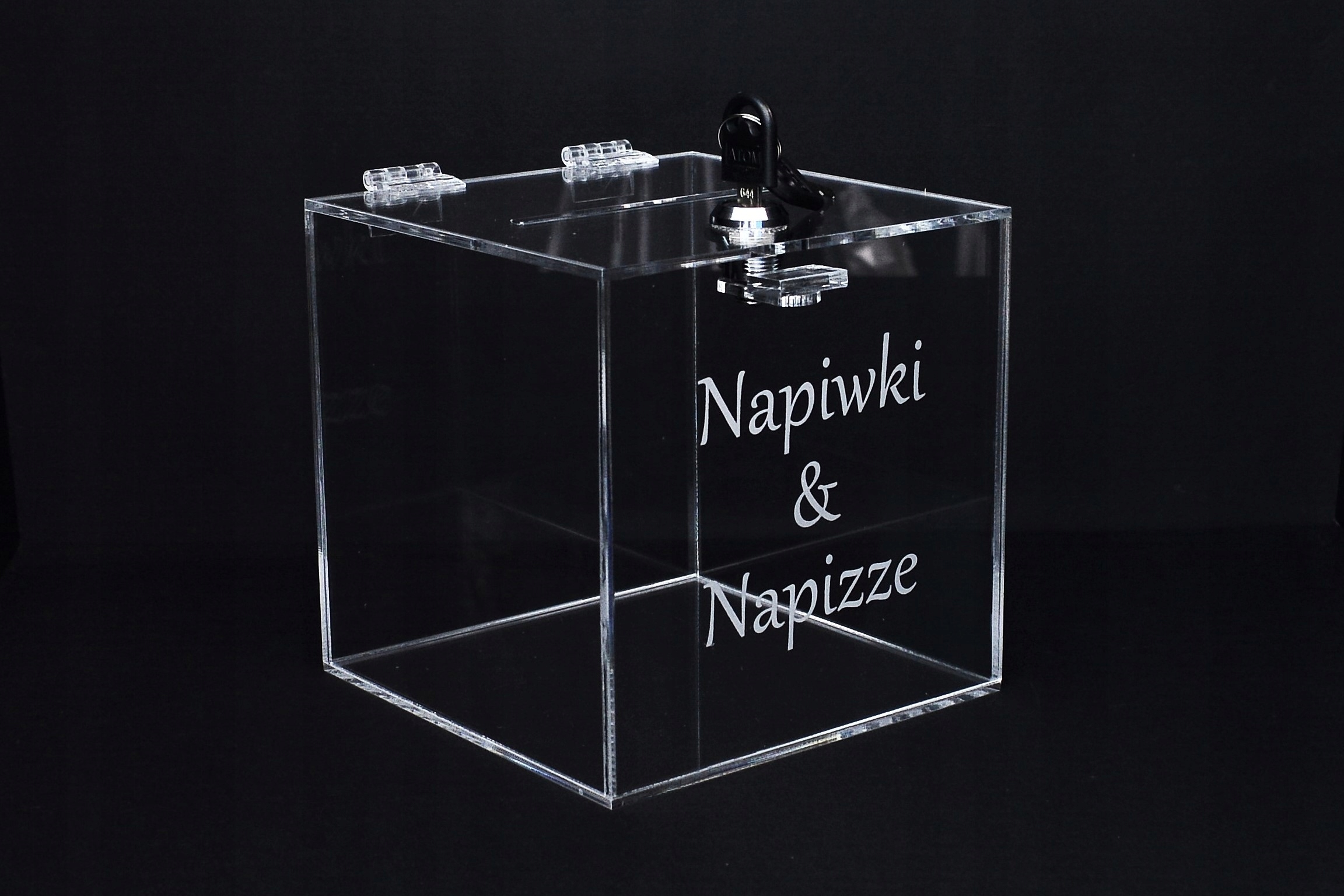 Skarbonka - Urna - z plexi - 10x10x15 cm + grawer Wysokość produktu 15 cm