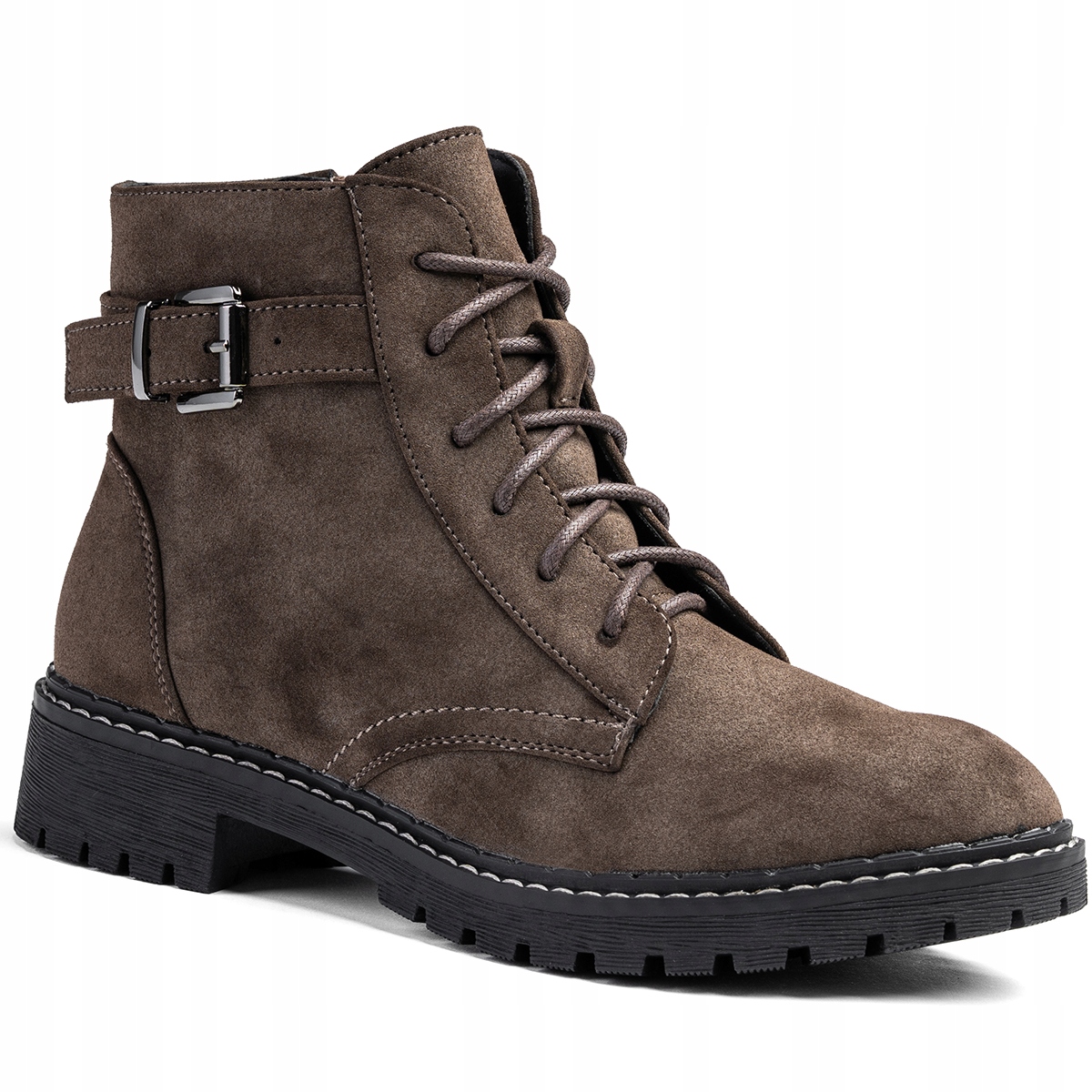 Kotníkové Boty trapery kozačky zateplené Mokka šněrovací Zámek spona Wojtyłko 39