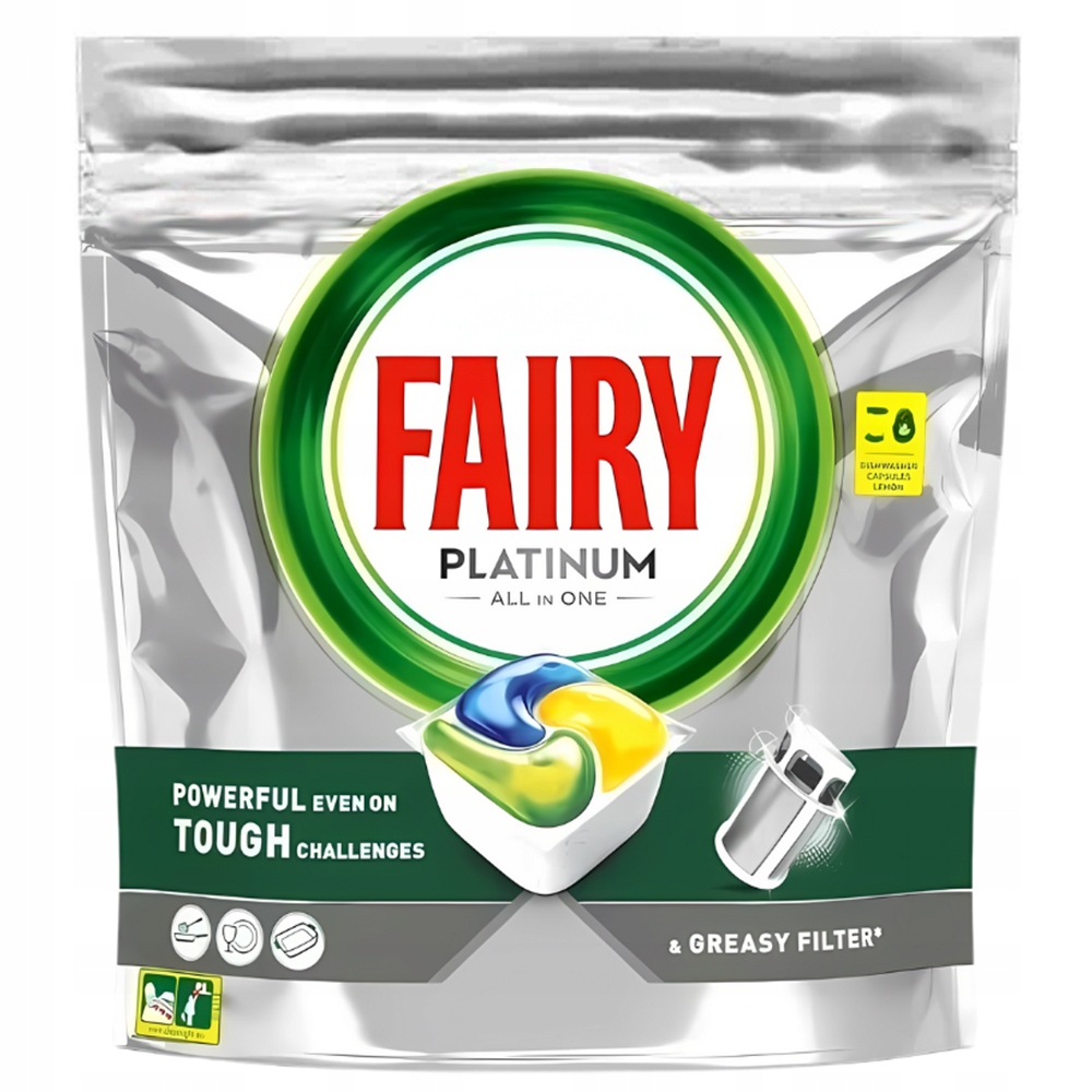 KAPSUŁKI DO ZMYWARKI FAIRY PLATINUM ALL IN ONE CYTRYNOWE 2w1 28 sztuk