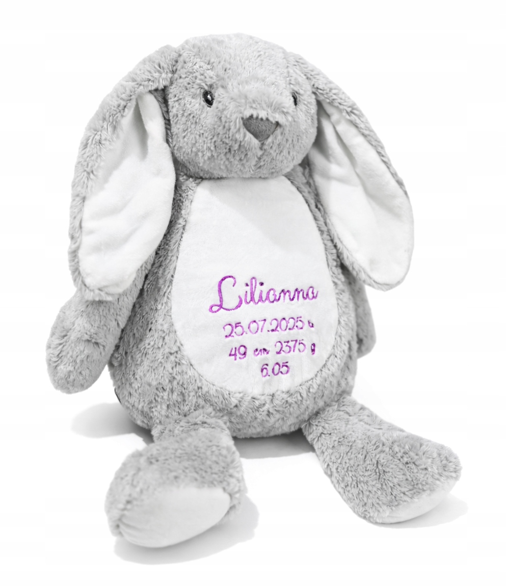 Plyšová Hračka Králíček s personalizovaným vyšíváním, metričkou – dárek – 45 cm
