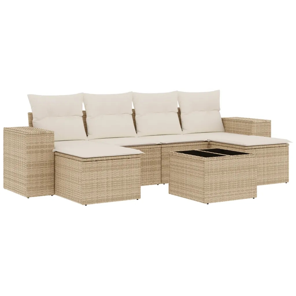 Set zahradního nábytku technorattan vidaXL béžový 7 el.