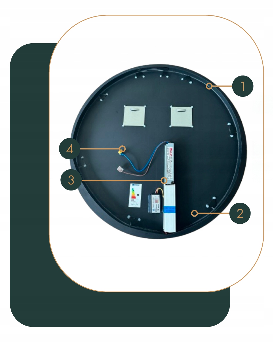 LUSTRO LED COB 480/1m fi 70 cm OKRĄGŁE NA RUCH Z WŁĄCZNIKIEM SENSORYCZNYM Wykonanie gotowe