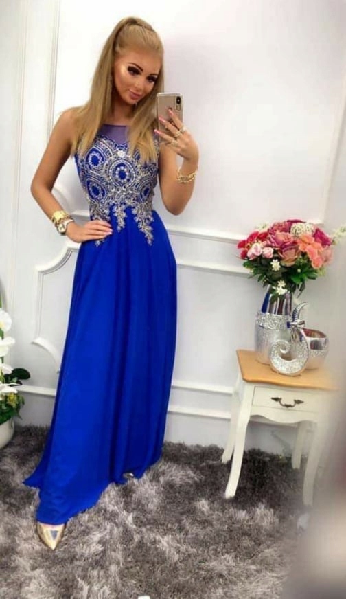 Šaty Večerní modrá Pretty Women velikost 36