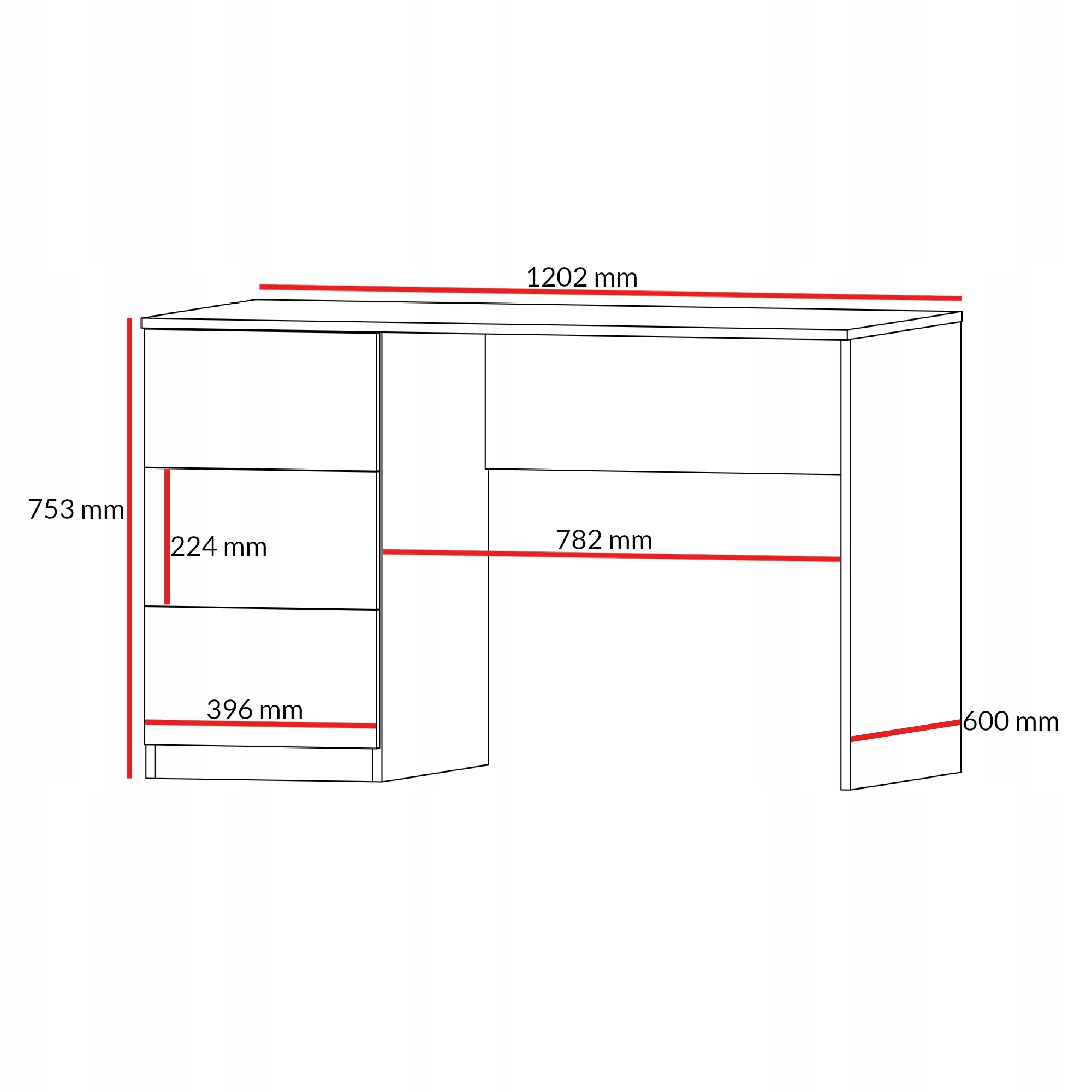 Biurko młodzieżowe proste z szufladami Billz 3S 120 Kaszmir/Dąb Cremona