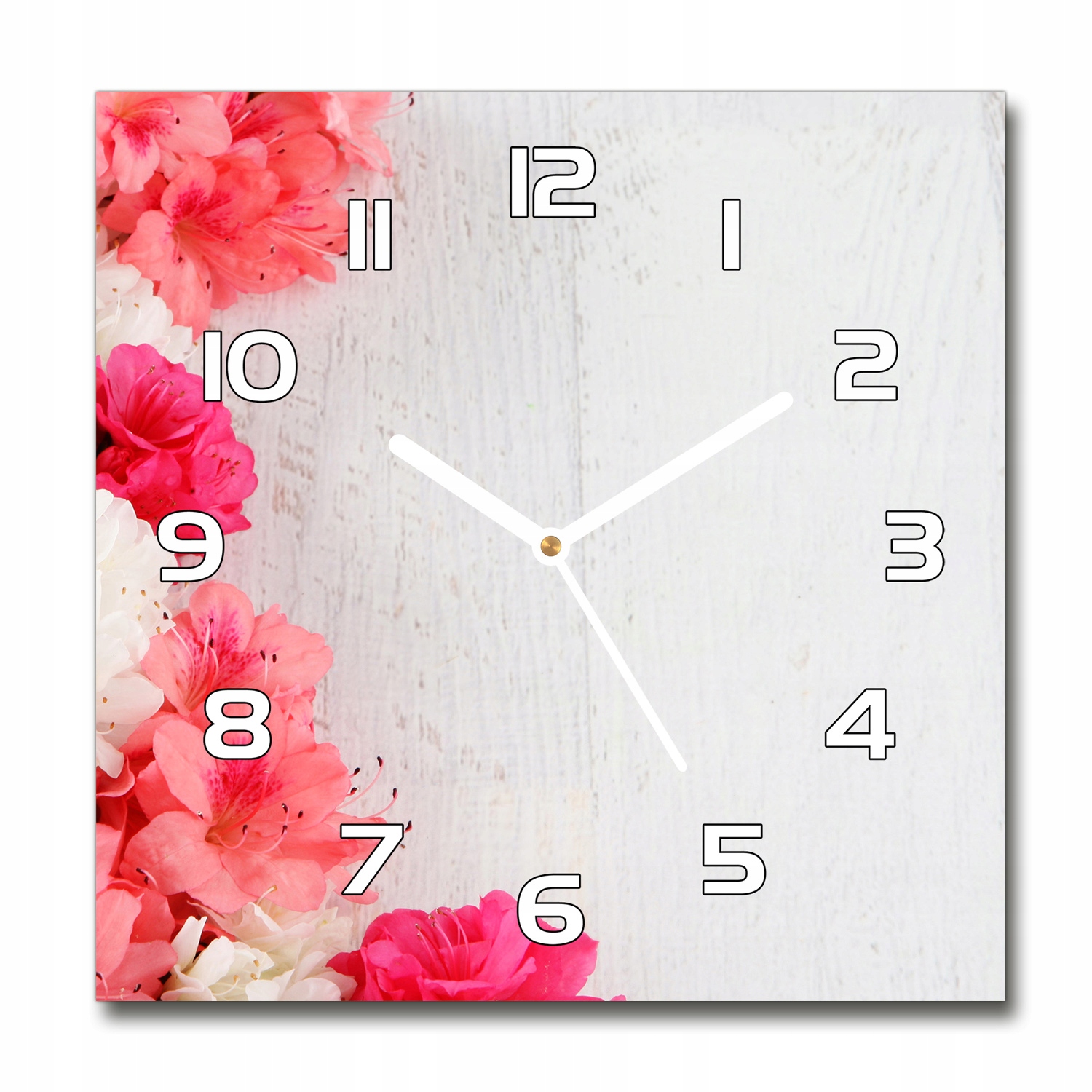 

Zegar ścienny szklany kwadratowy Kwiaty 30x30 cm