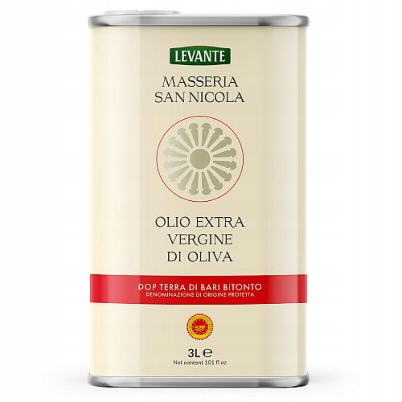 Levně Levante Masseria San Nicola Olej Extra Vergine Evo Dop Plechovka 3L
