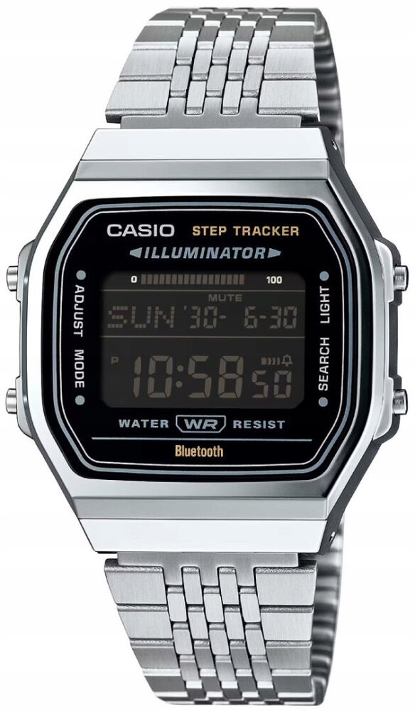 Stříbrné hodinky Casio Vintage ABL-100WE-1BEF Bluetooth, krokoměr