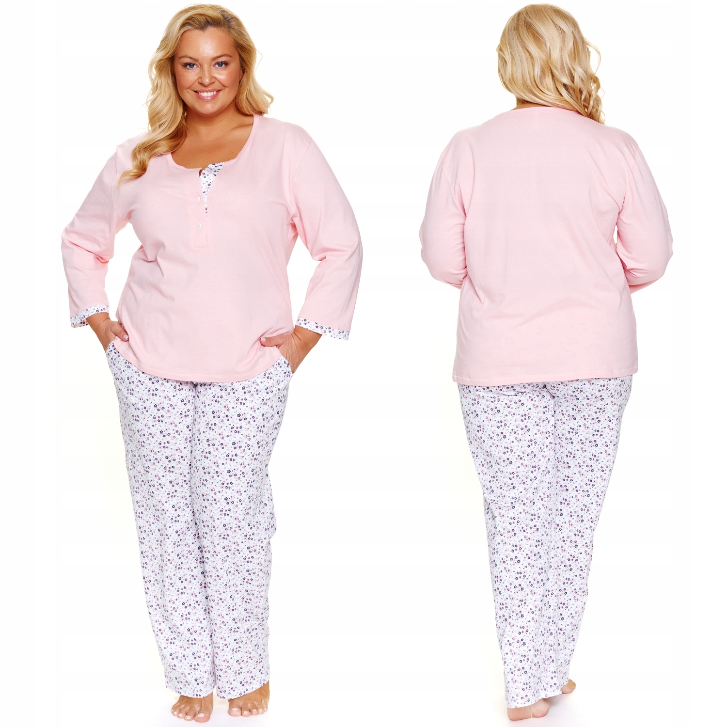 Doctor Nap PB.7324 sweet pink bavlna dlouhá dámská růžová Pyžamo L