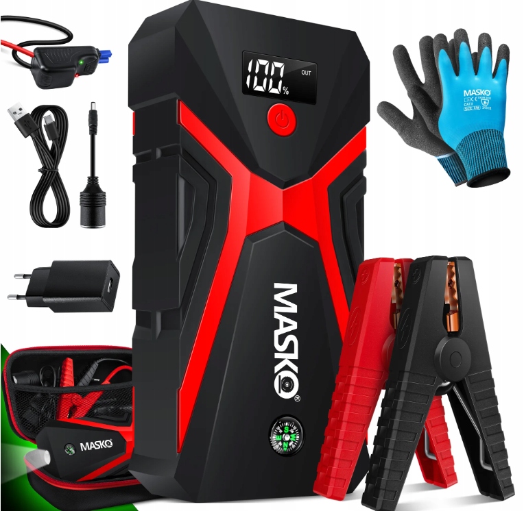 BOOSTER SAMOCHODOWY MASKO JUMP STARTER POWERBANK AKUMULATOR ROZRUCH 3000A