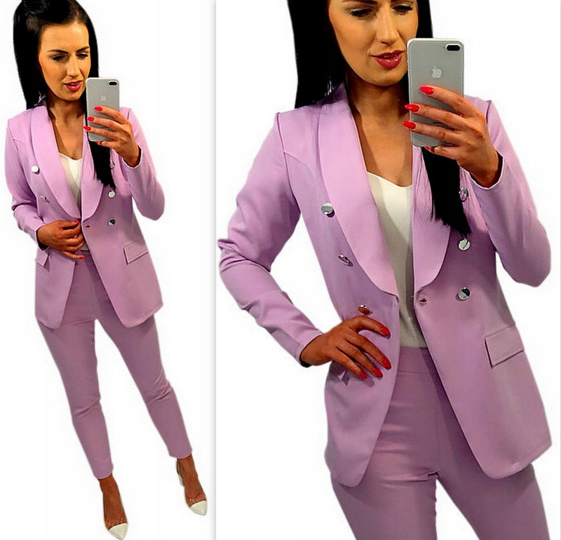 Damski Garnitur Garnitury Damskie Elegancki Marynarka Spodnie Różowy 4XL Rozmiar 4XL
