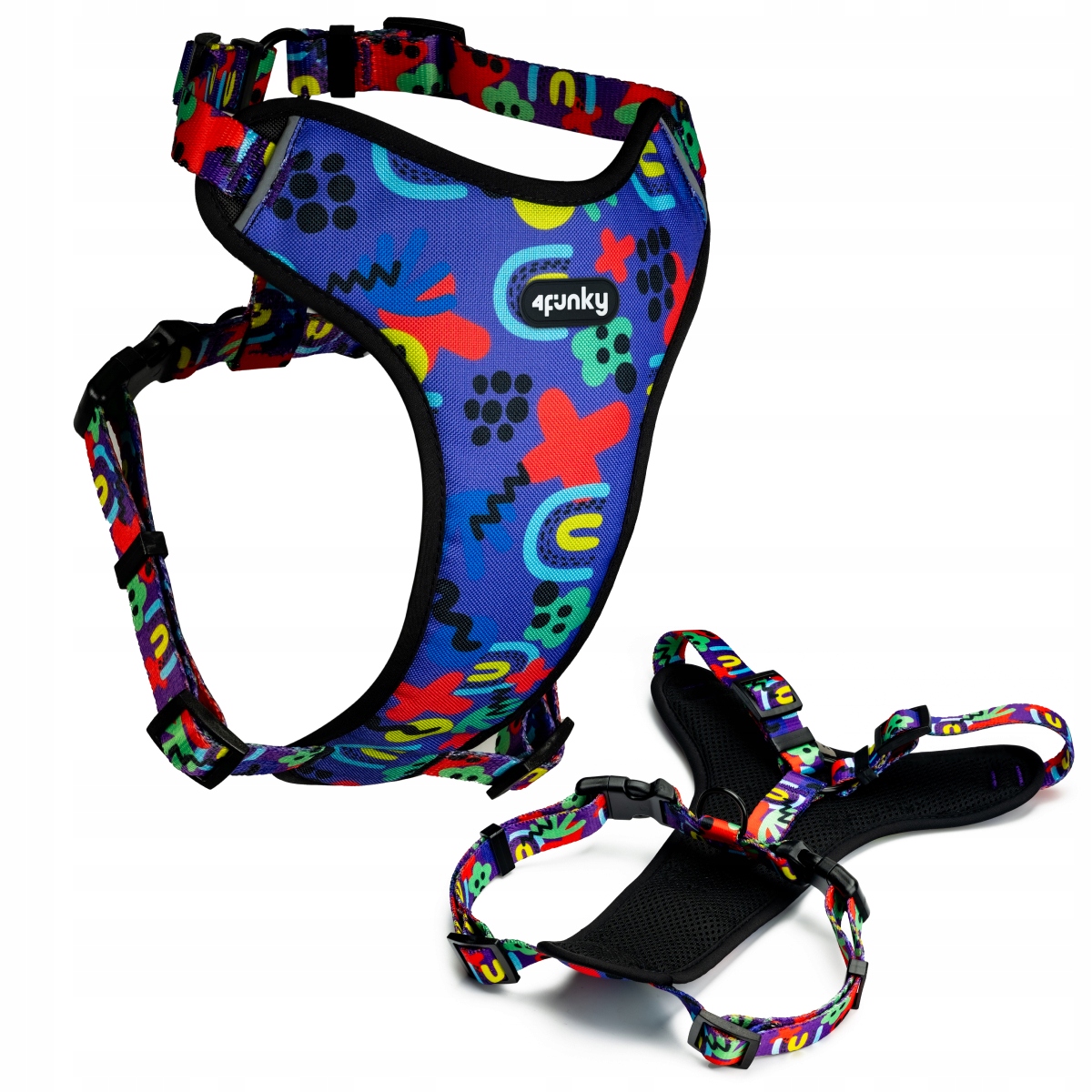 Levně Postroj typu guard comfort Neon Bloom|4Funky| Nastavitelný pro středního psa M