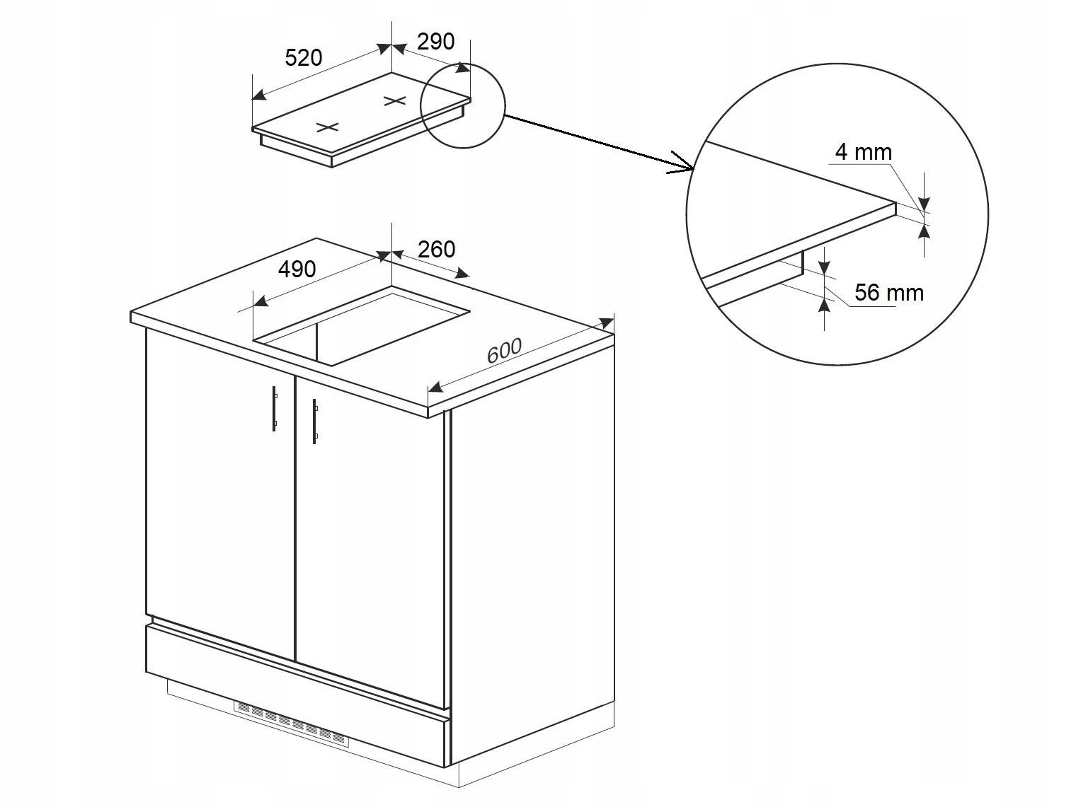 KUCHENKA PŁYTA INDUKCYJNA 2 POLA DO ZABUDOWY 3000W Kolor dominujący czarny