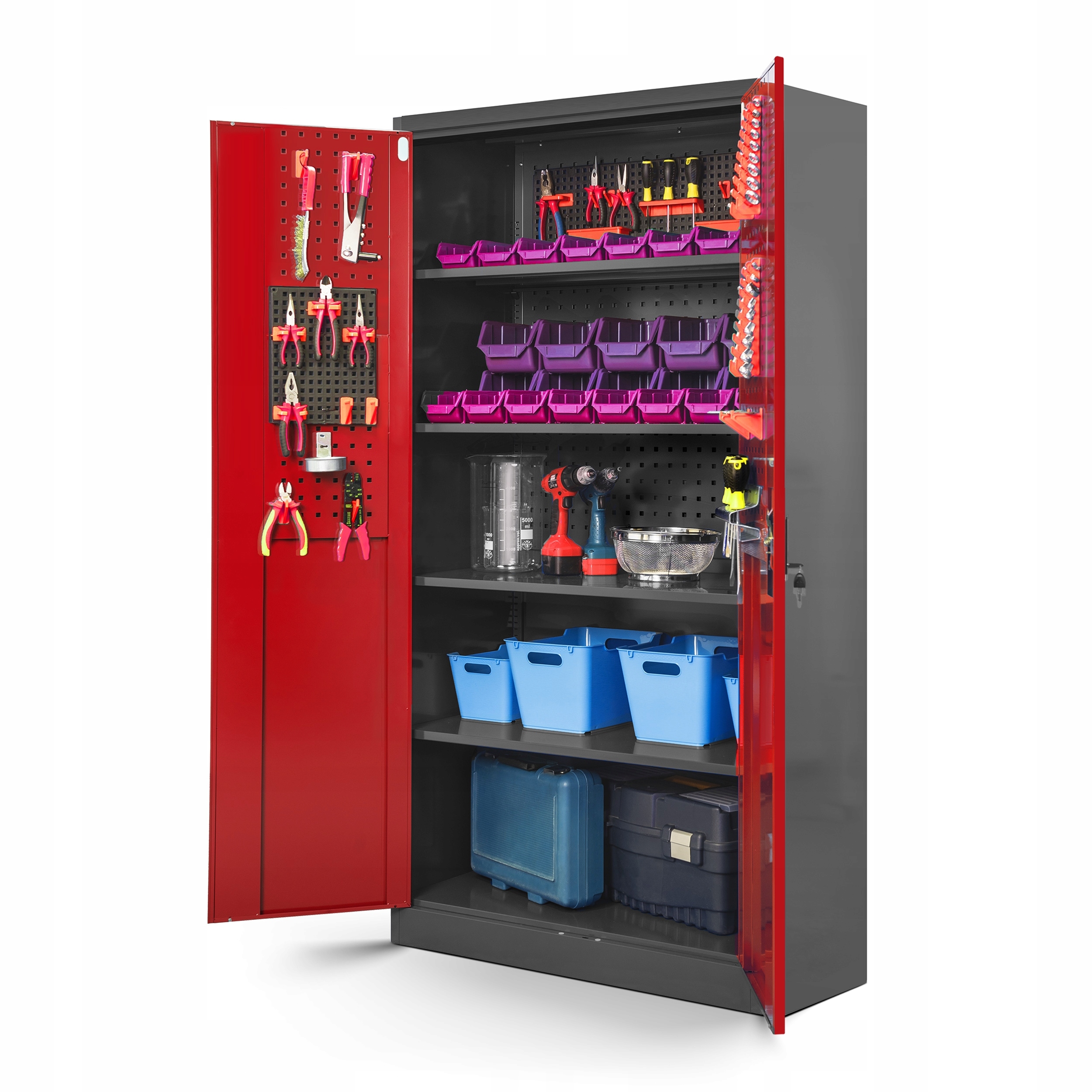 Jan Nowak Skříň na nářadí Garáž Bruno Antracitově červená
