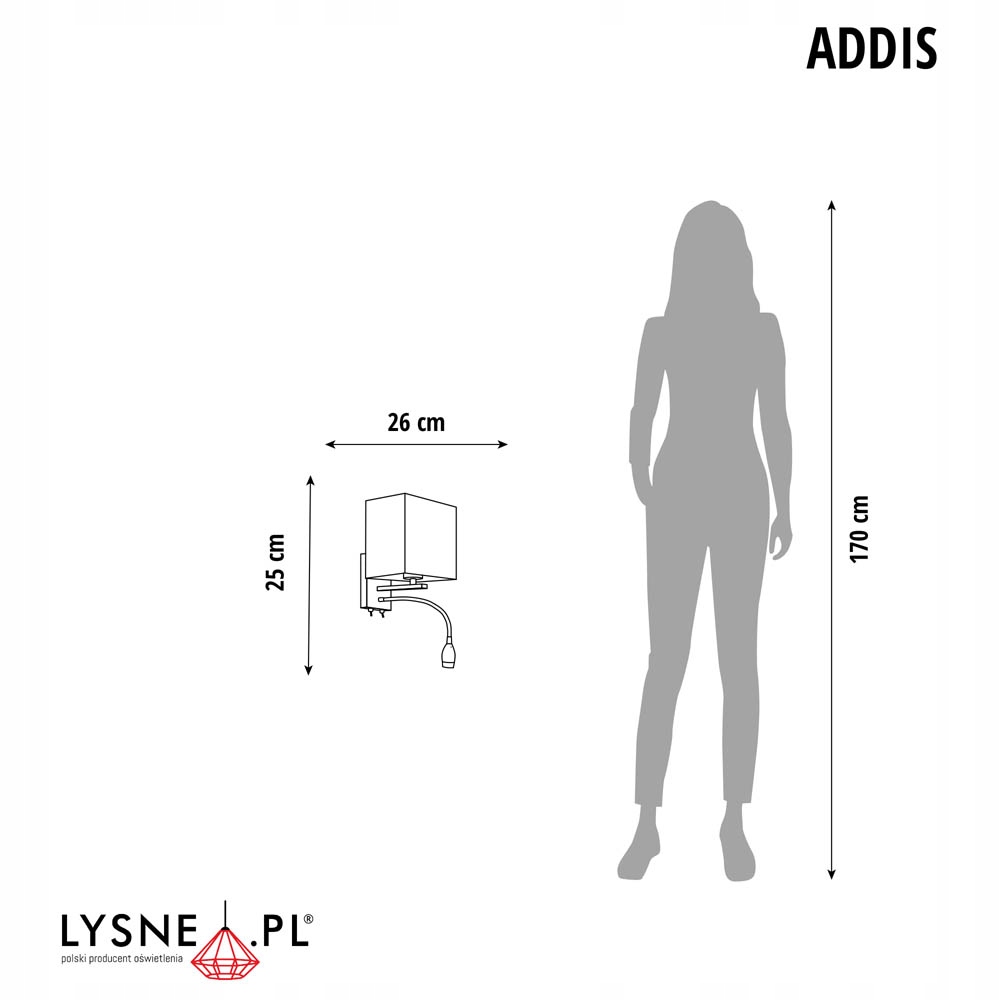 Szary kinkiet ADDIS lampa do czytania + panel LED Kod producenta 14552