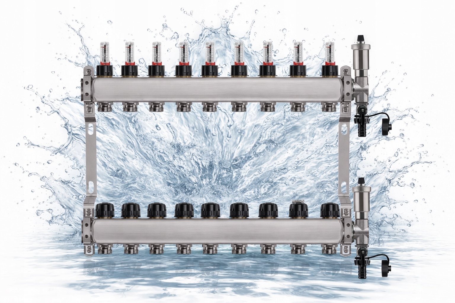 Rozdělovač pro podlahu nerezový 9-okruhové podlahové vytápění