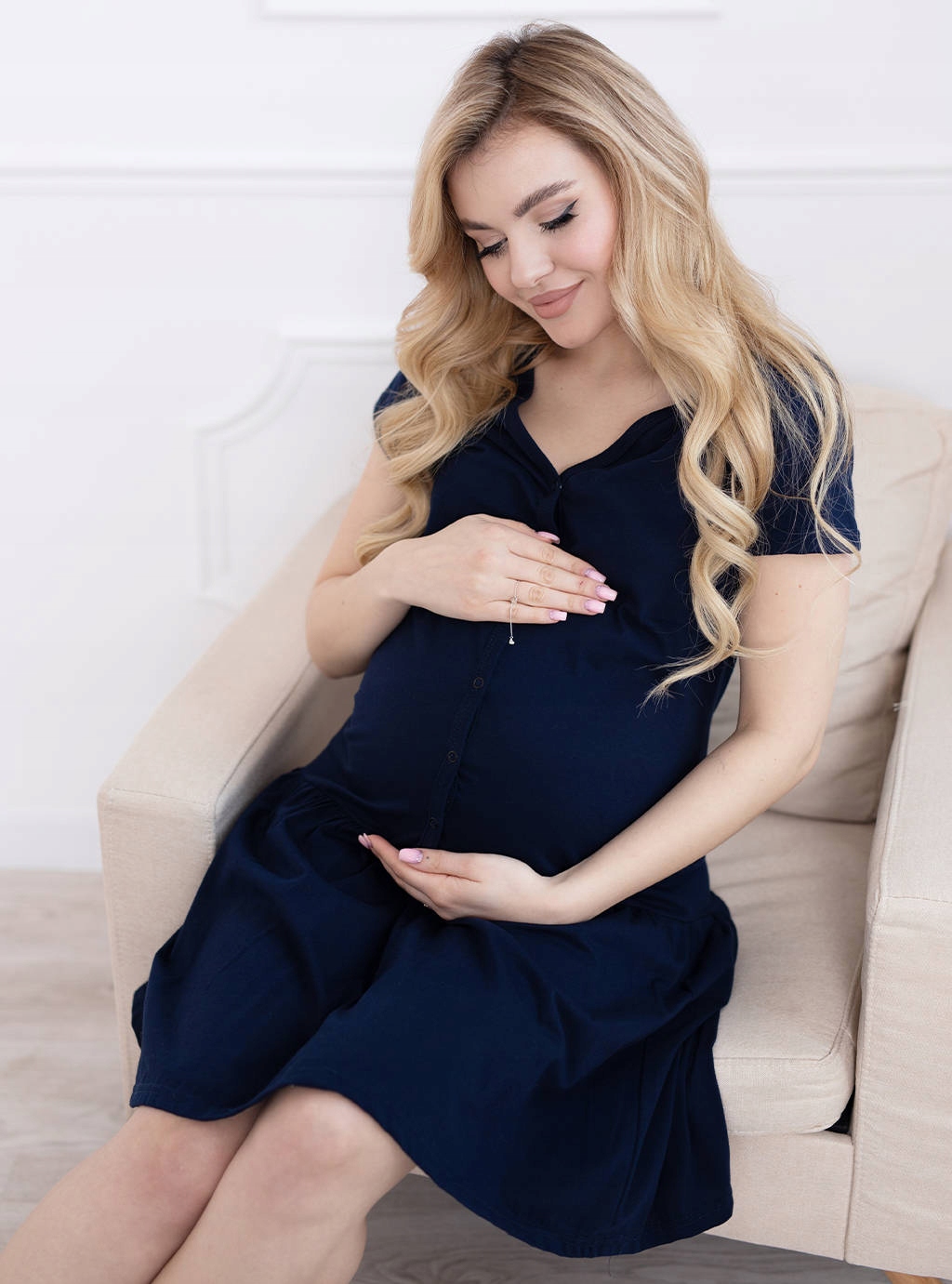 FORMOMMY KOSZULA CIĄŻOWA DO KARMIENIA FALBANKA M Długość rękawa 14 cm