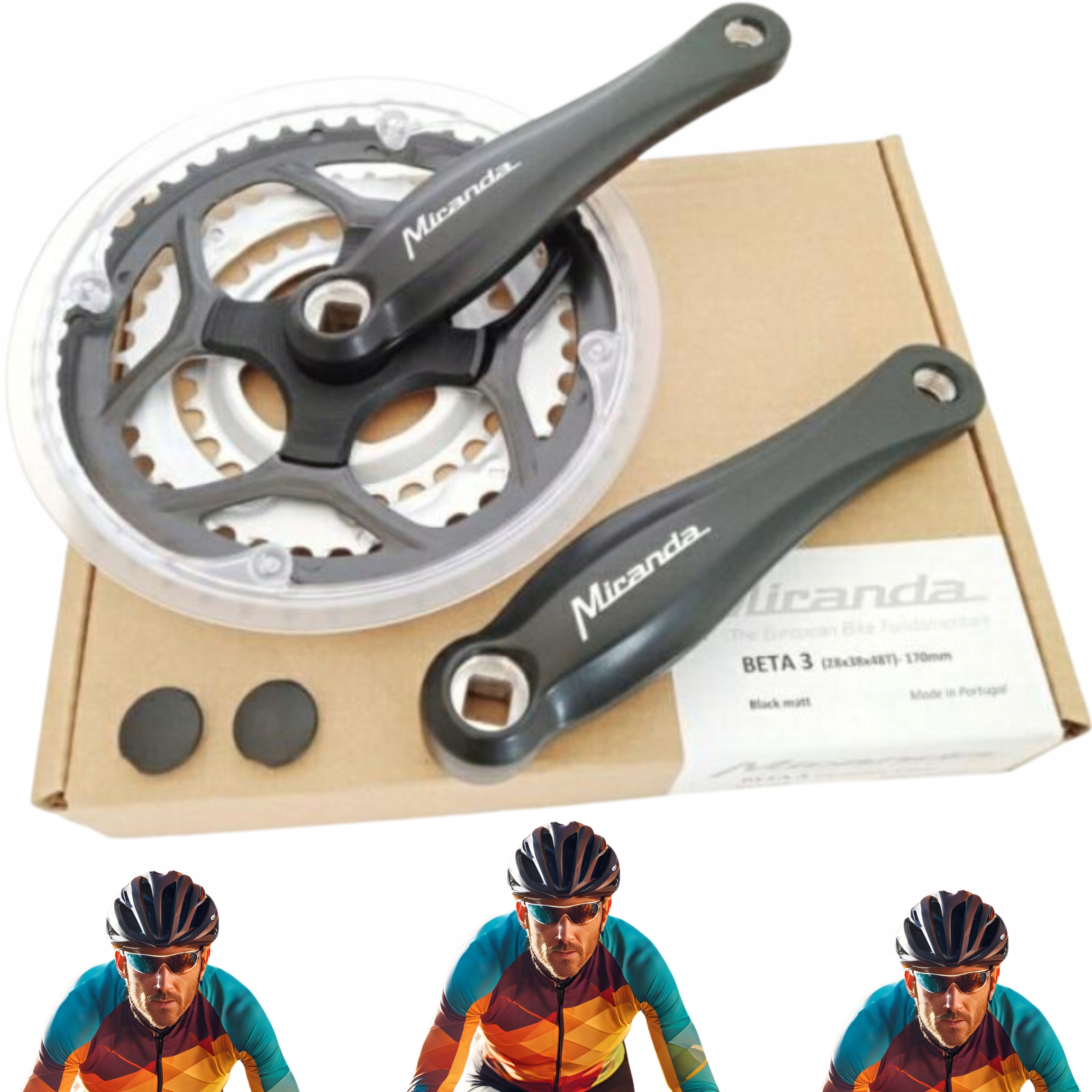 Alu klikový mechanismus třířadý 48/38/28T x 170 mm černý – klika 28x38x48