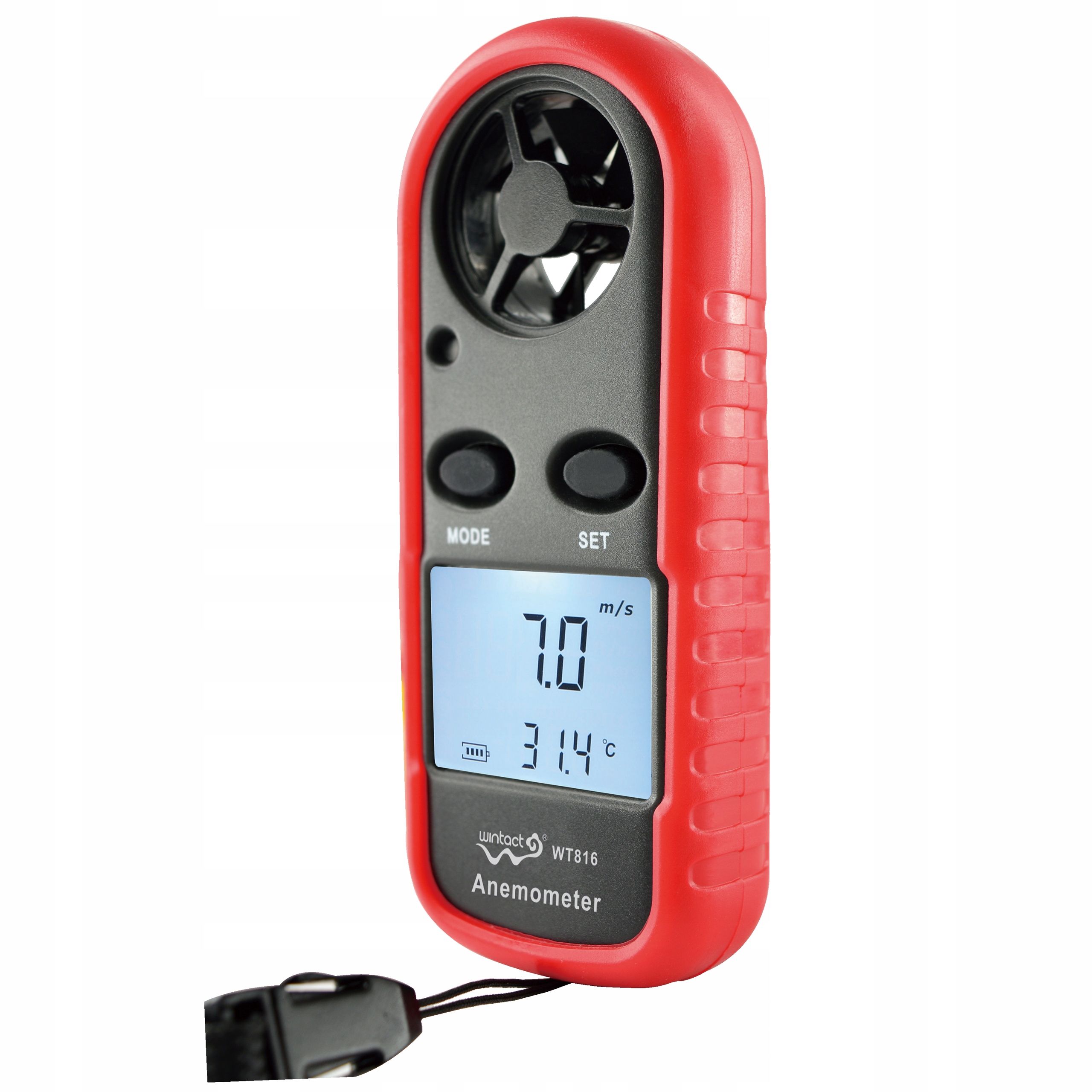 Wiatromierz Anemometr Miernik Pomiar Wiatru i Temperatury do 30 m/s LCD