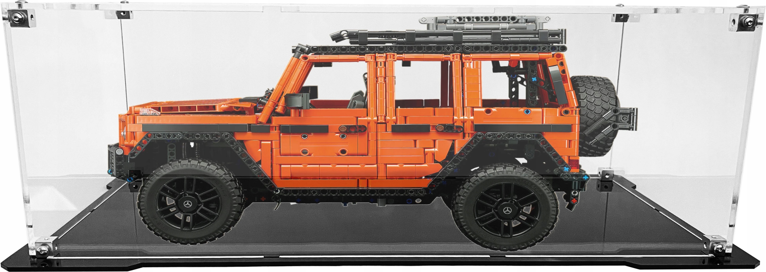Vitrína s černou základnou pro stavebnici Lego 42177 Mercedes-Benz G 500