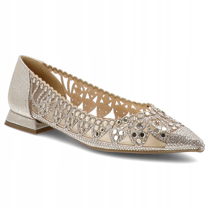 Dámské baleríny S.barski SR61-0104 Elegantní Zirkony Zlaté ažurové