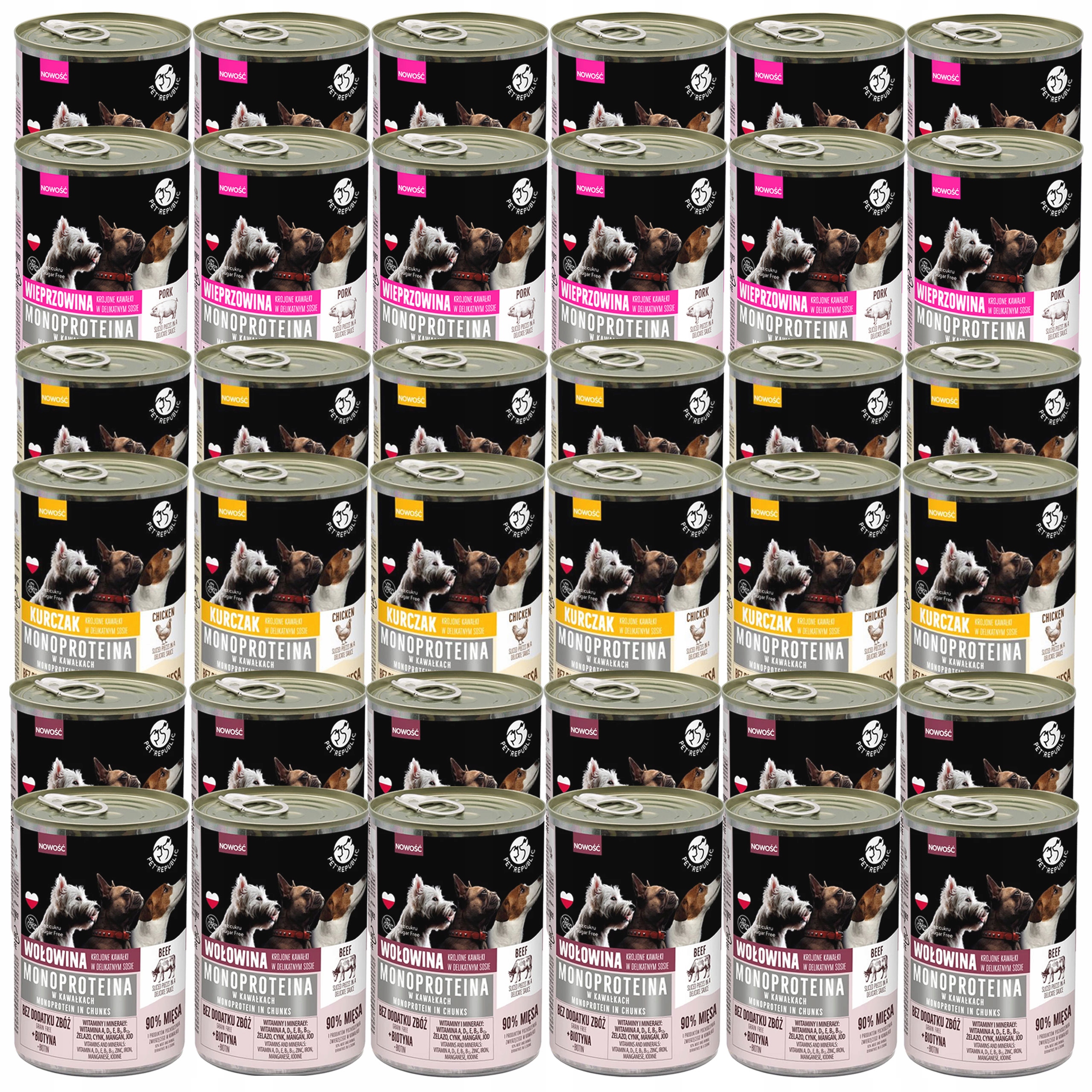 Levně Pet Republic Mono Protein Mix Chutí krmivo pro psy 36 x 400 g