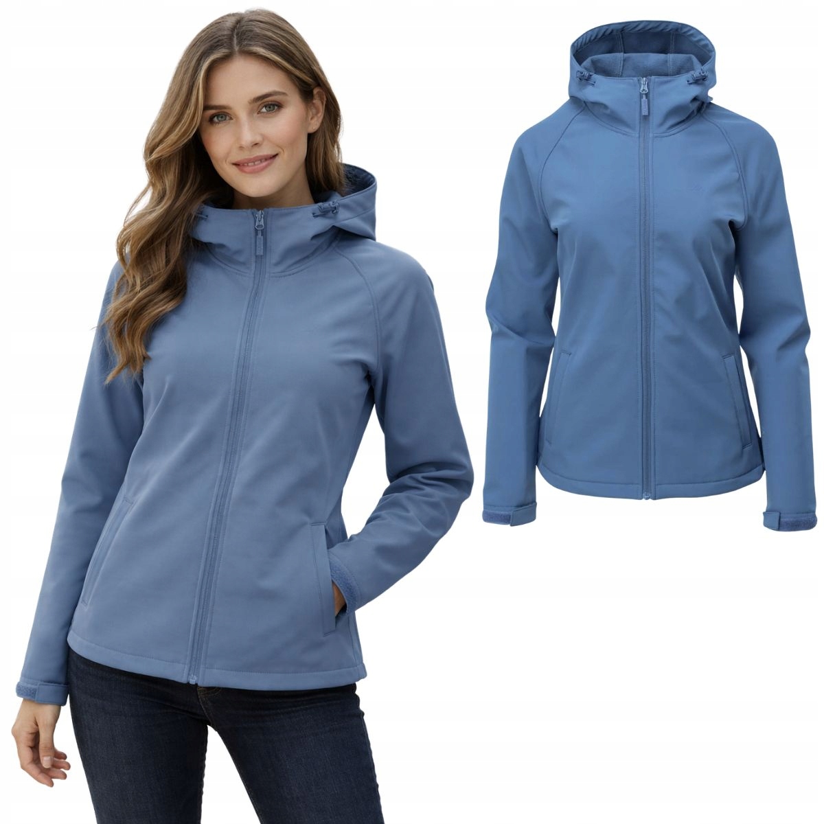 Kurtka Damska Martes Softshell z kapturem Polar Kieszenie Niebieska r. L