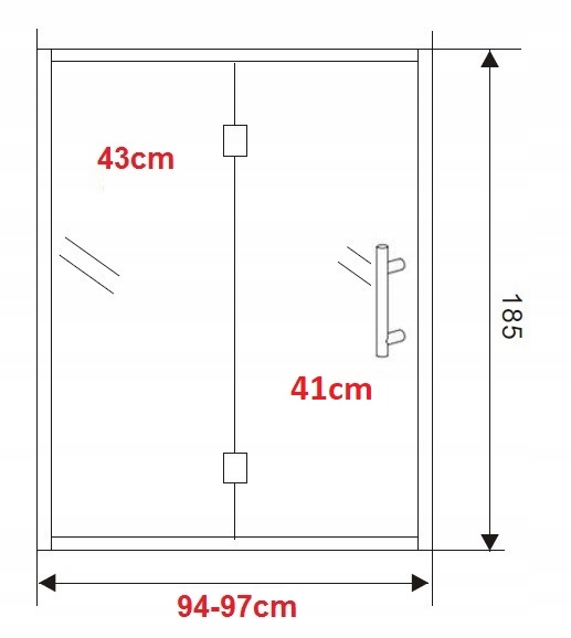 5mm BEZRAMOWE Drzwi składane 95 regulacja 94-97cm Szerokość produktu 95 cm