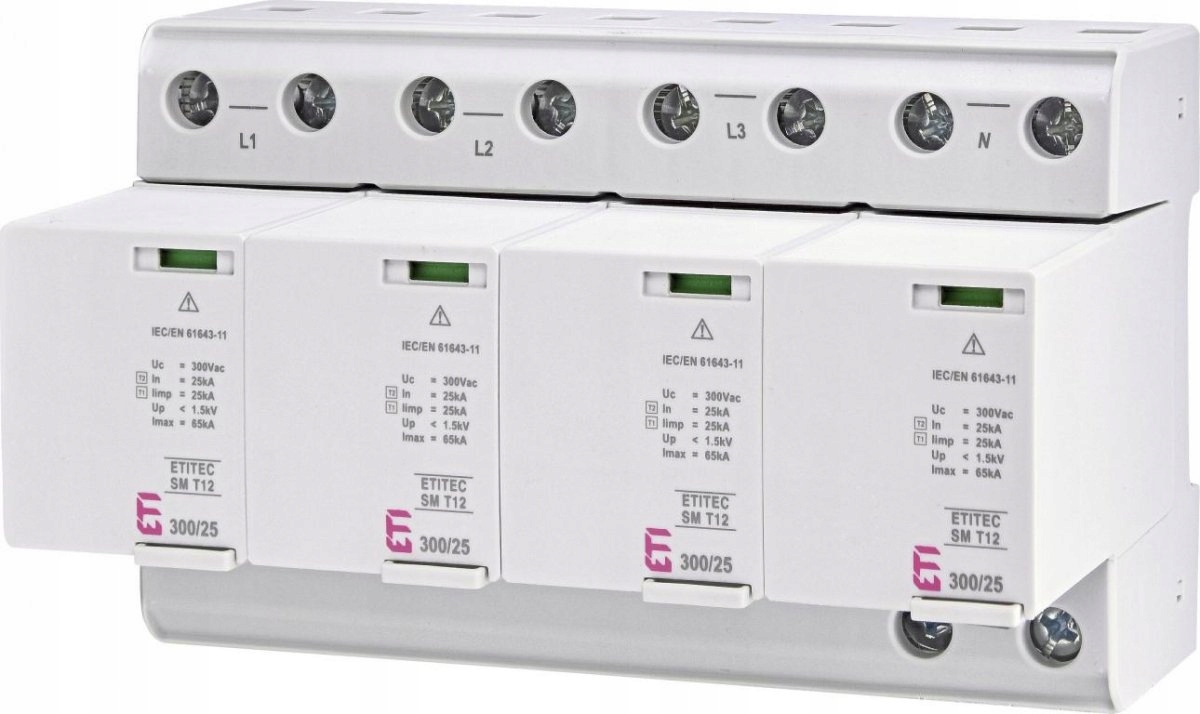 Ogranicznik przepięć Etitec Sm T12 300/25 4+0 Typ T1,T2 25kA 002440572