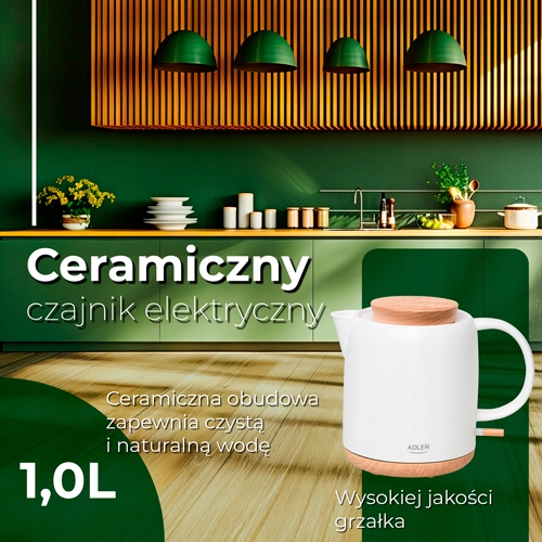 Ceramiczny czajnik elektryczny Adler AD 1304 1,0L - szybkie gotowanie