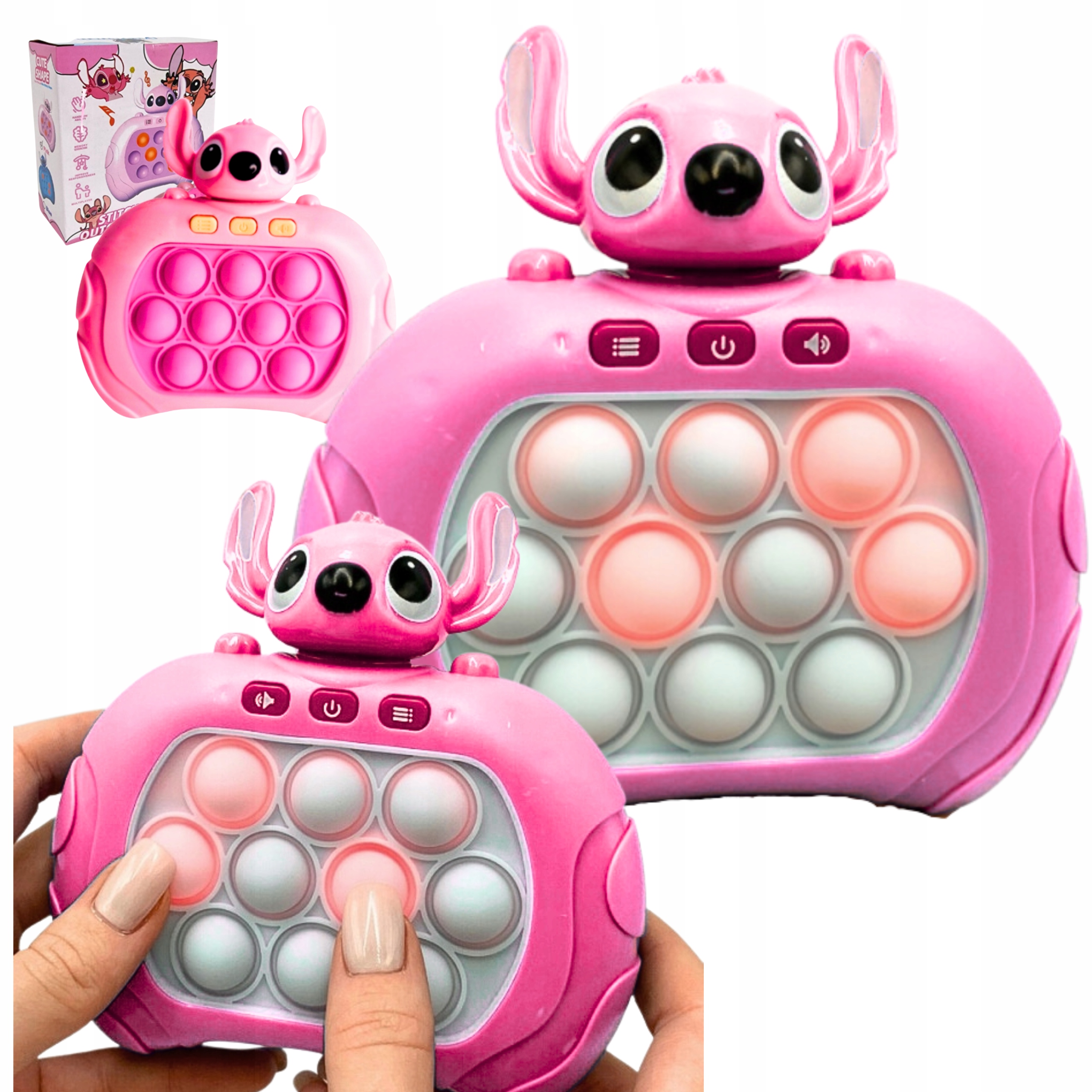 GRA ZRĘCZNOŚCIOWA STITCH POP IT ANTYSTRESOWA ELEKTRYCZNA STICH RÓŻOWY