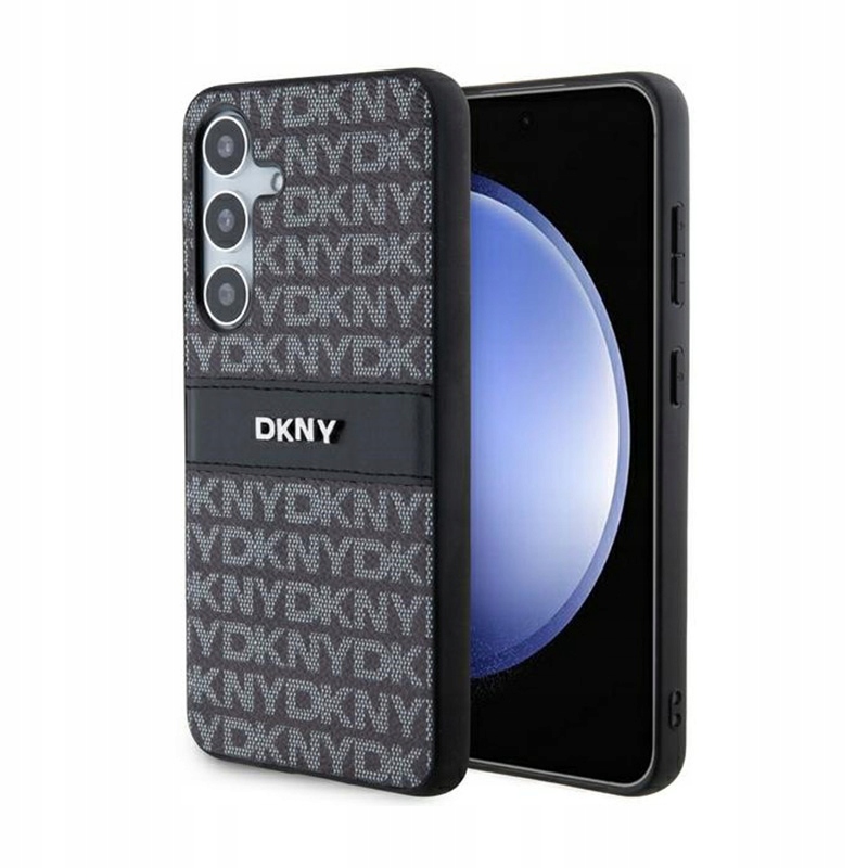Dkny Leather Mono Stripe & Metal Logo Pouzdro pro Samsung Galaxy S24 (černé)