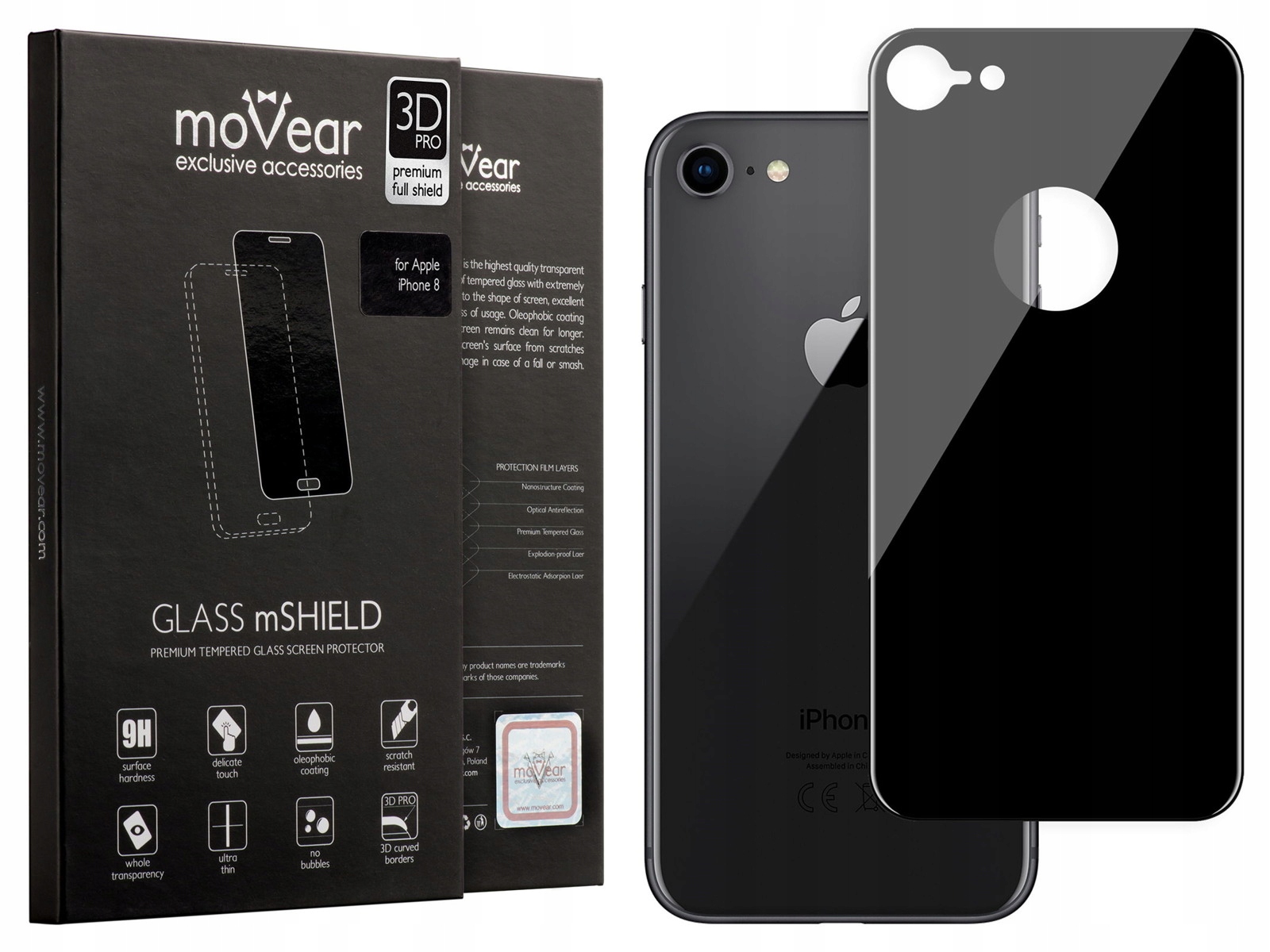 

moVear | Szkło Hartowane 3D Pro na iPhone 8 7 Tył