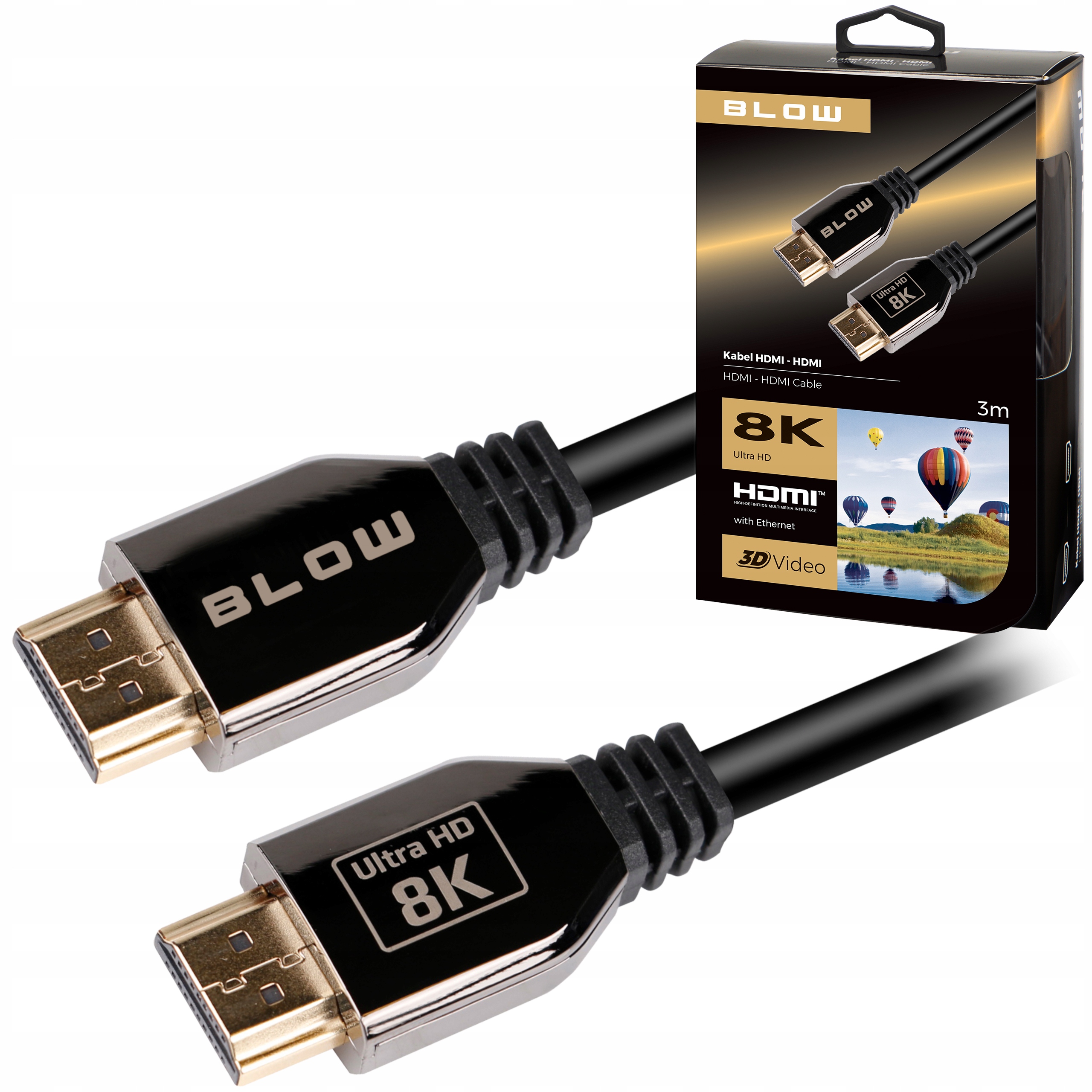 Kabel Hdmi 2.1 Premium Ultra Hd 8K 60HZ 4K 3D 3M Mocny Monitor Projektor