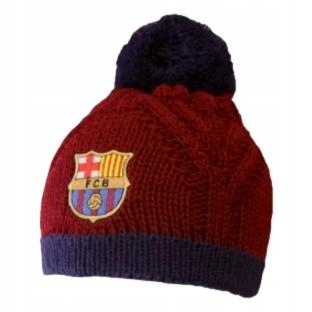 BARCELONA FCB CZAPKA ZIMOWA Z POMPONEM DLA KIBICA