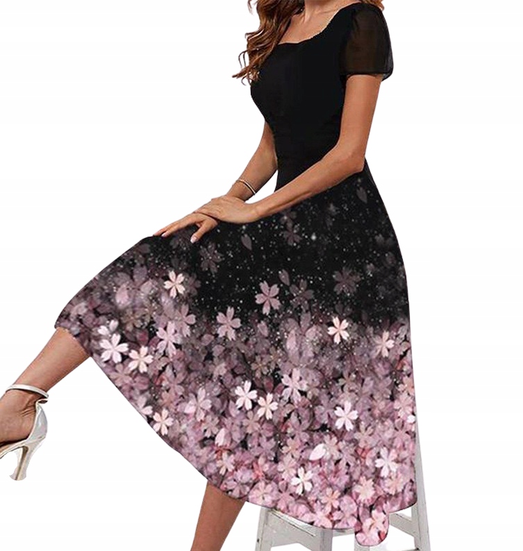 Ladies' pink temperament commuter print small fragrant style dress