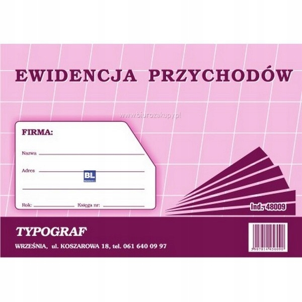 

Druk Offsetowy Ewidencja Przychodów A5 32 Kartki