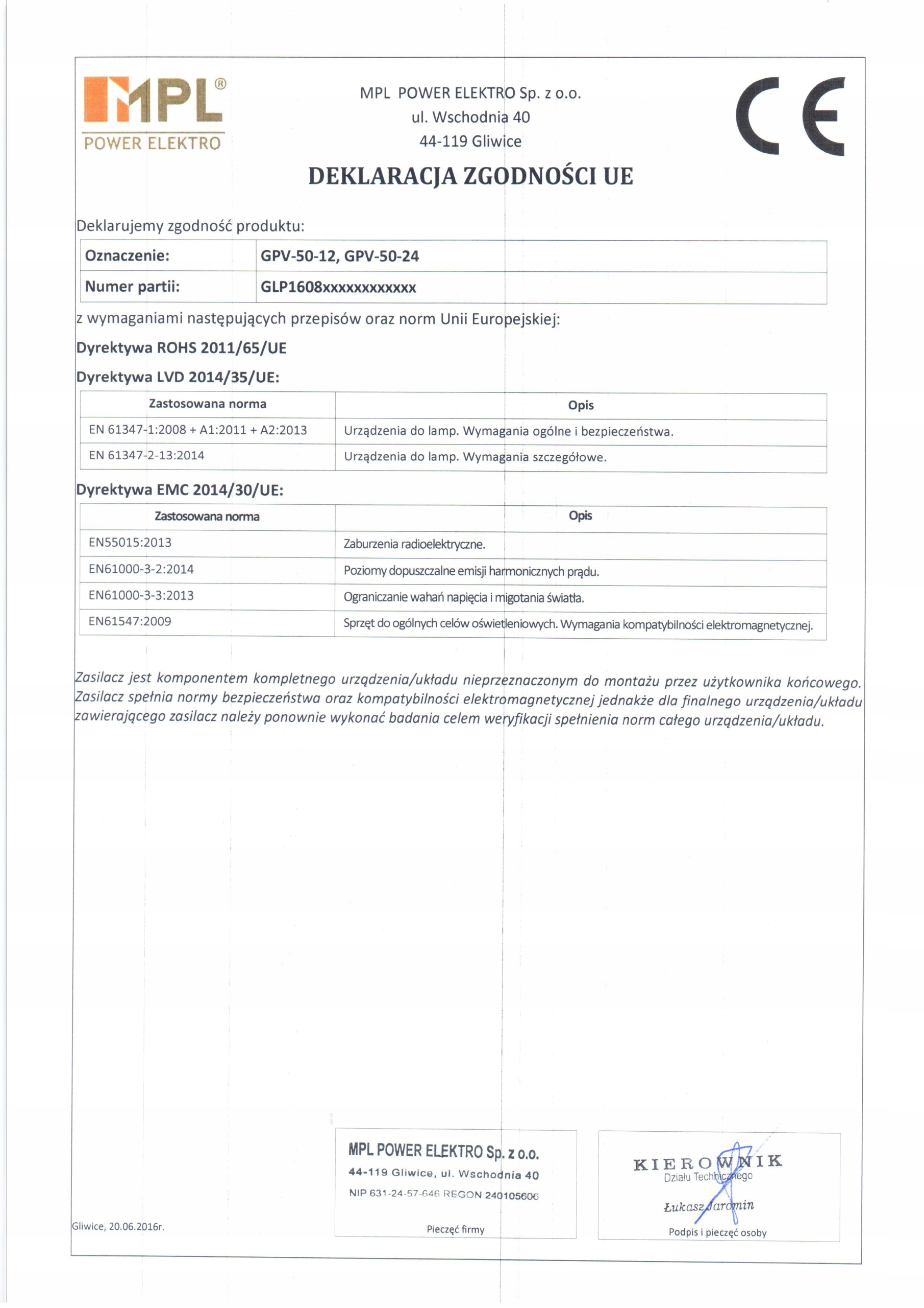 Zasilacz do LED 12V/4A, CV, IP67 plastic , Global Power, GLP Kod producenta GPV-50-12