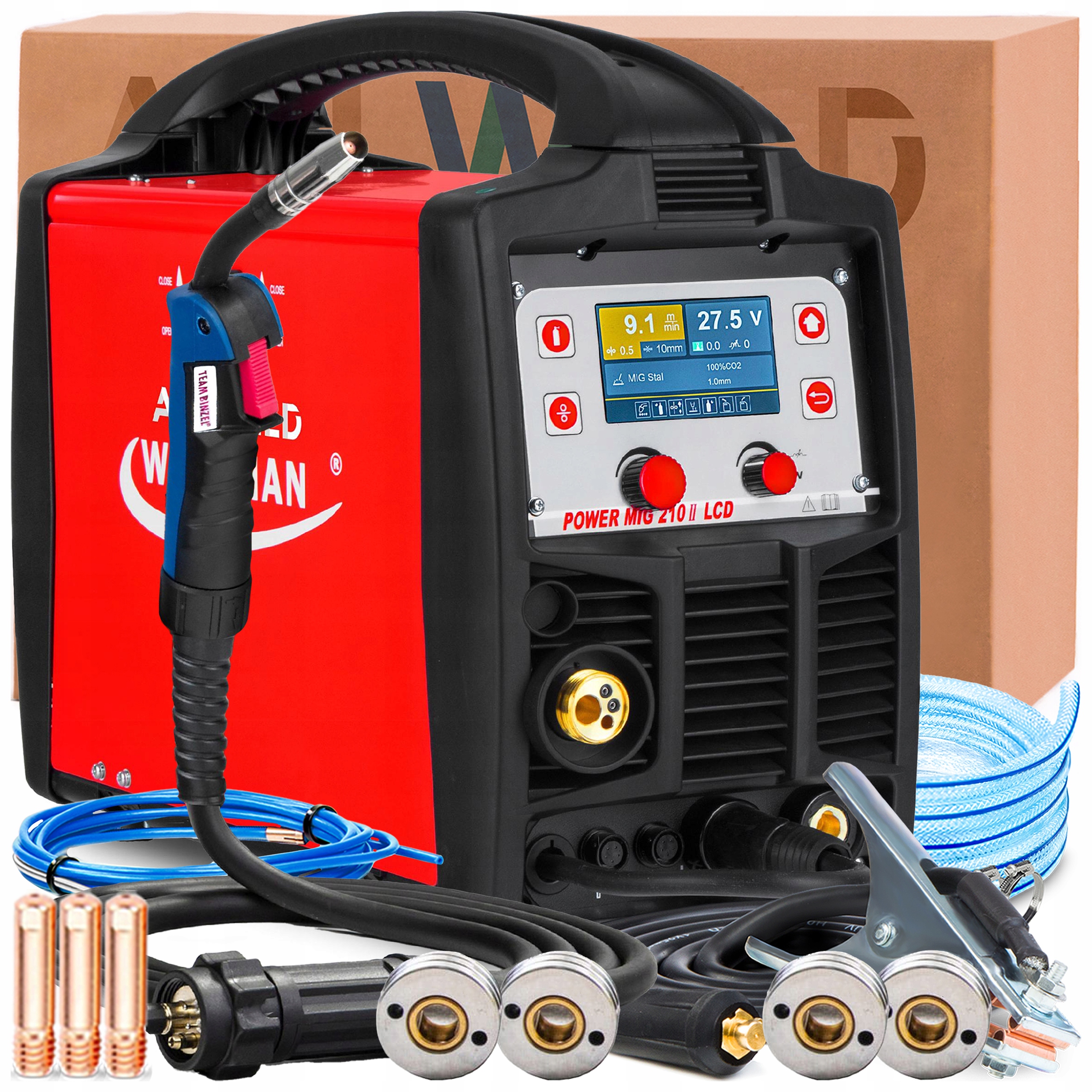 Svářečka 3V1 Weldman Power Mig 210 LCD 230V 200A Synergie Mma Tig DC Flux