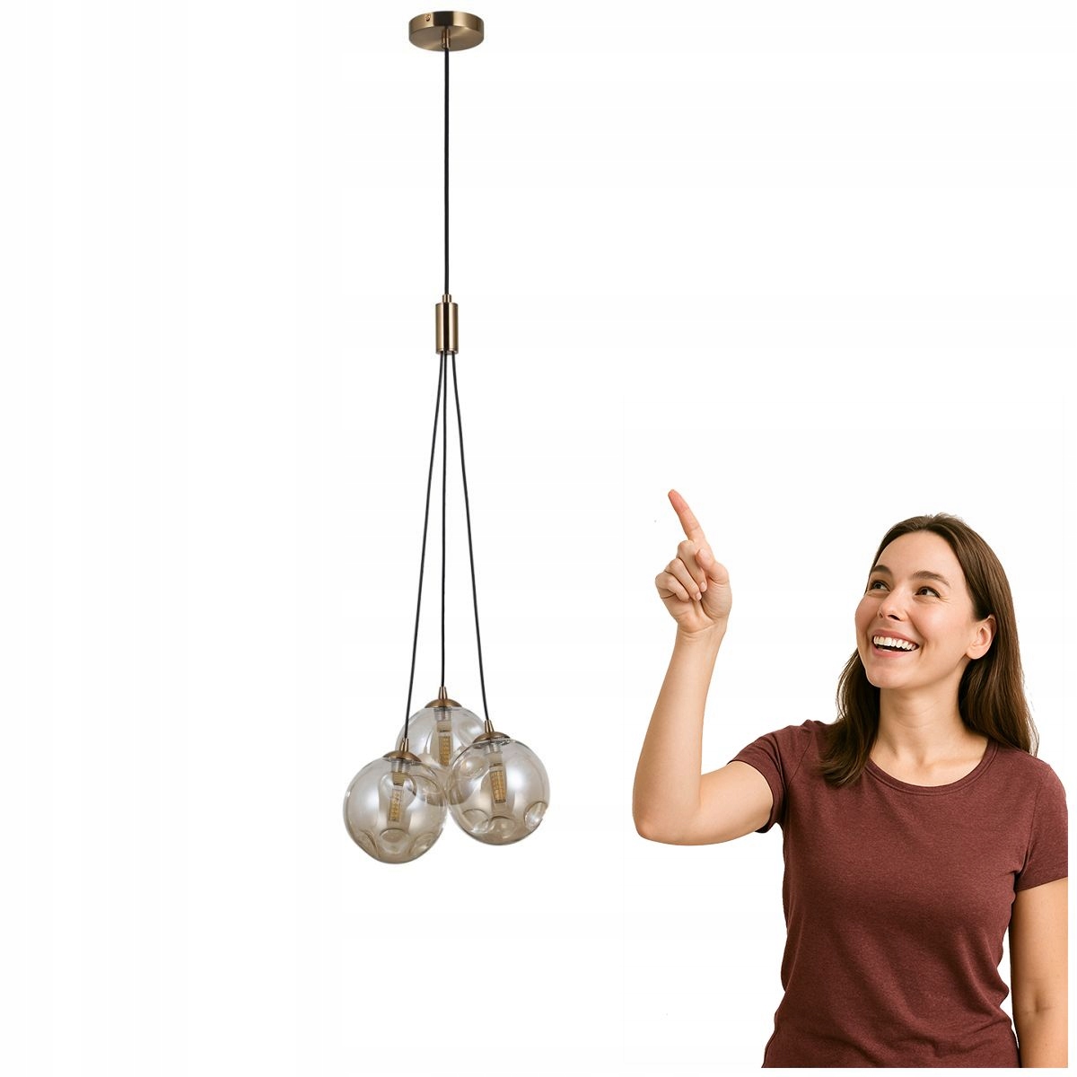 Závěsná lampa Perlos PND-54456-3-HB-AMB Italux