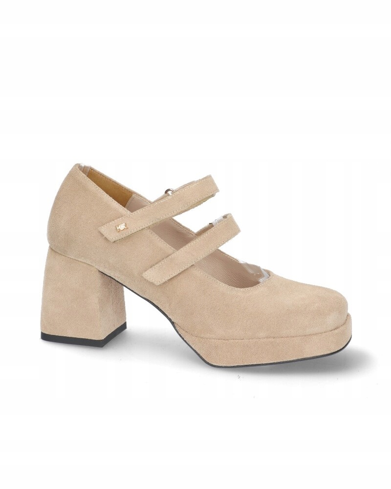 Béžové dámské polobotky s mokasíny na platformě a koženým podpatkem Karino 37