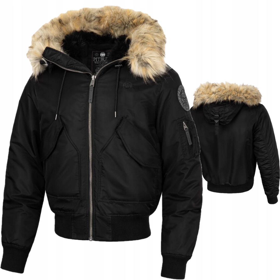 Pitbull Pánská Zimní Bunda S Kapucí Zateplená Harvest Black Černá XXL