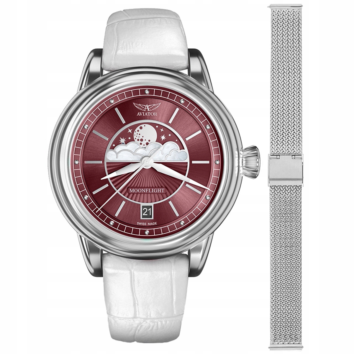 Dámské hodinky Aviator V.1.33.0.264.4.WM-SET stříbrné