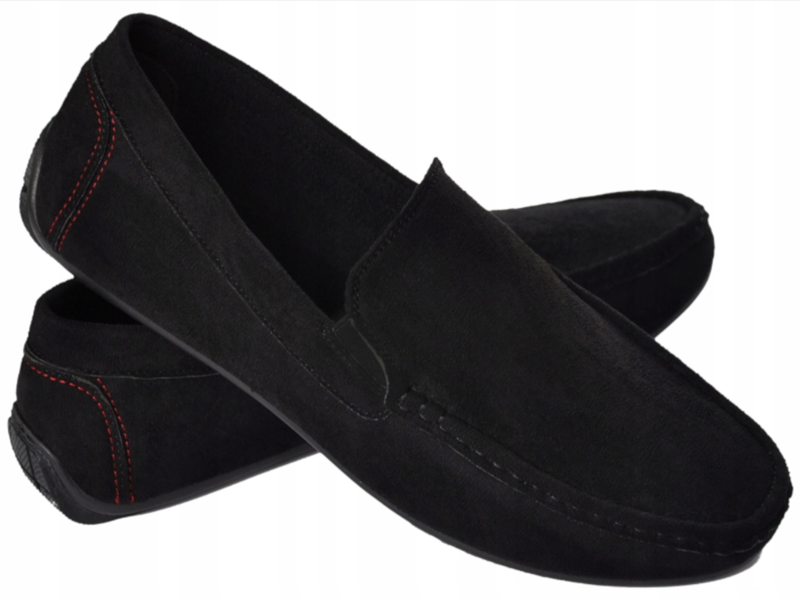 Cpx Buty Mokasyny męskie Czarne wizytowe wsuwane zamszowe r 45