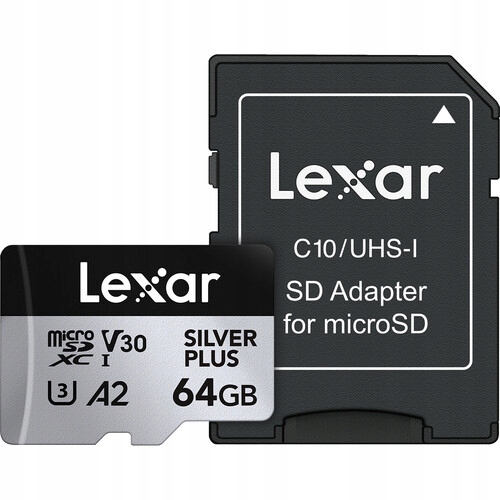 Paměťová karta microSDXC Lexar Silver Plus 64 Gb Uhs-i U3 V30 A2